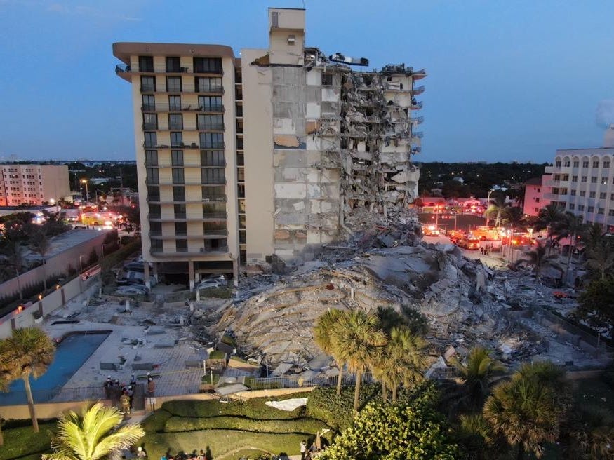 The rubble of the Champlain Towers South building in Florida