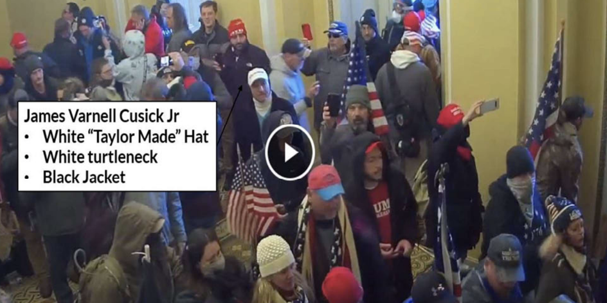 Protesters congregate inside the Capitol during the January 6 insurrection.