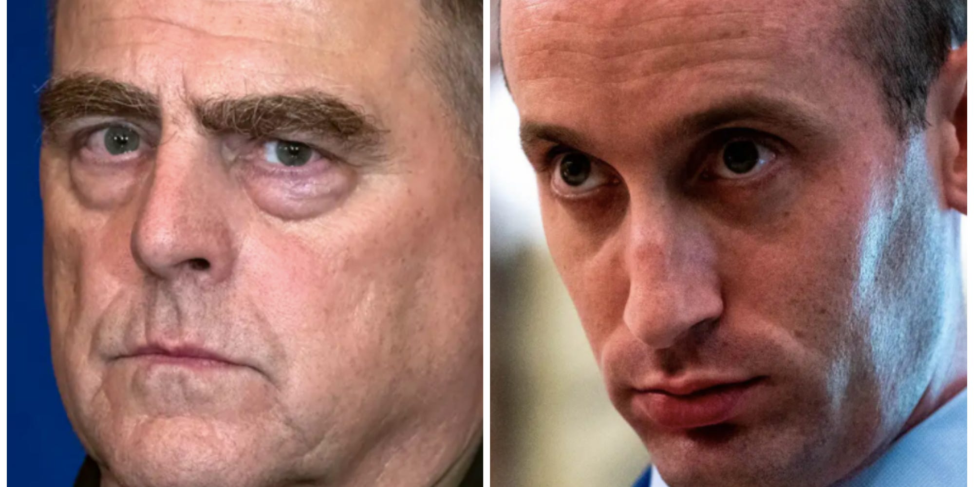 a composite side by side of trump aide Stephen Miller and general Mark milley