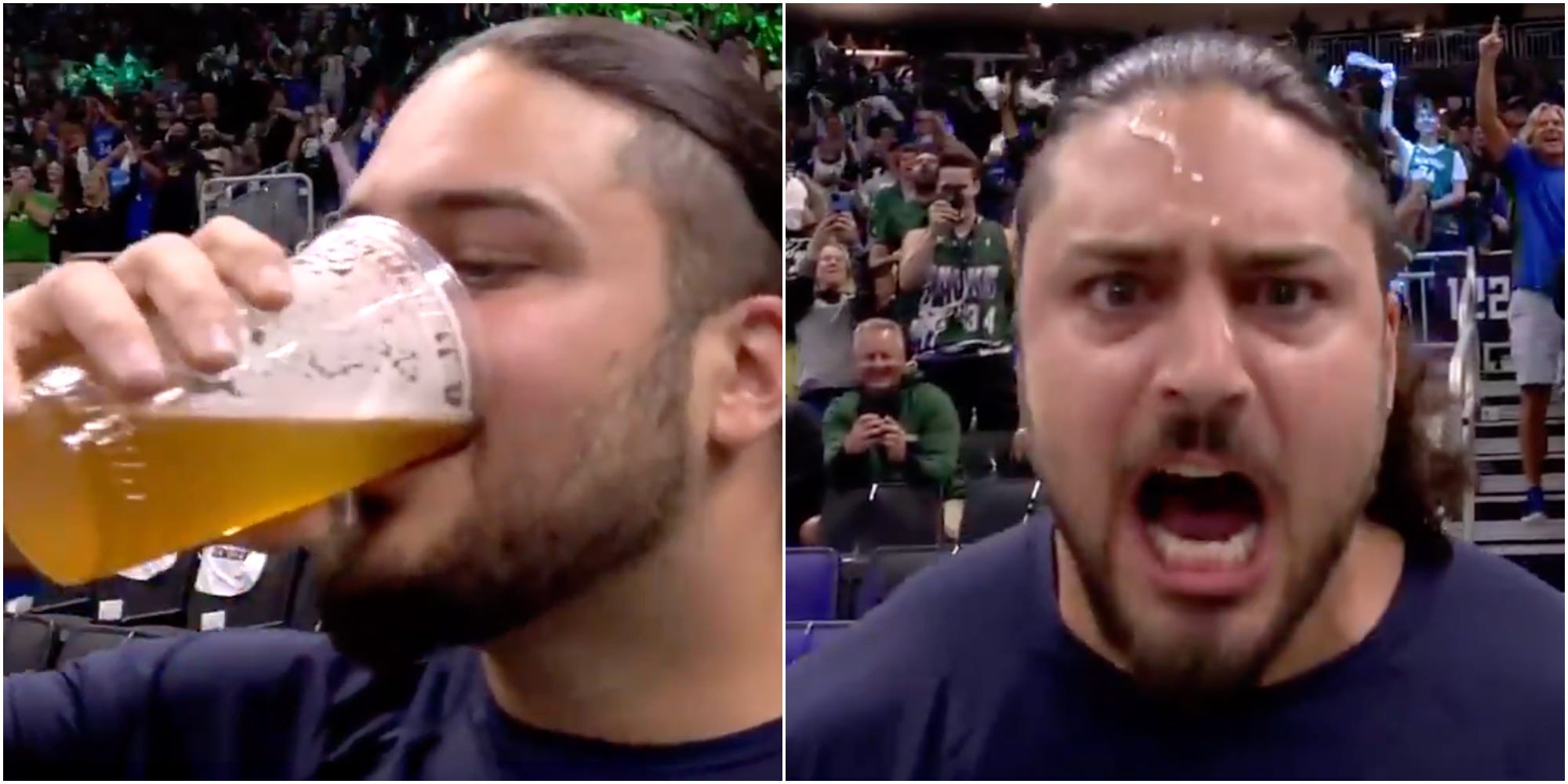 Green Bay Packers star David Bakhtiari chugs a beer