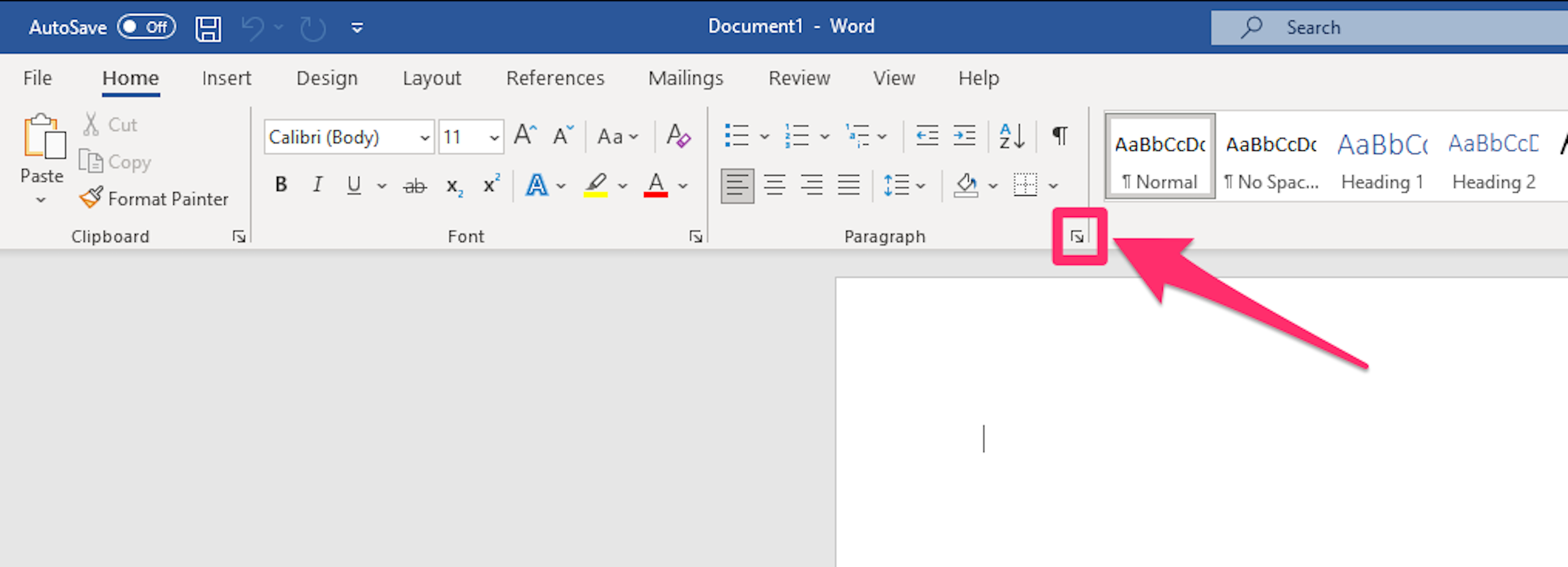 Screenshot of Word on PC ribbon at top of screen