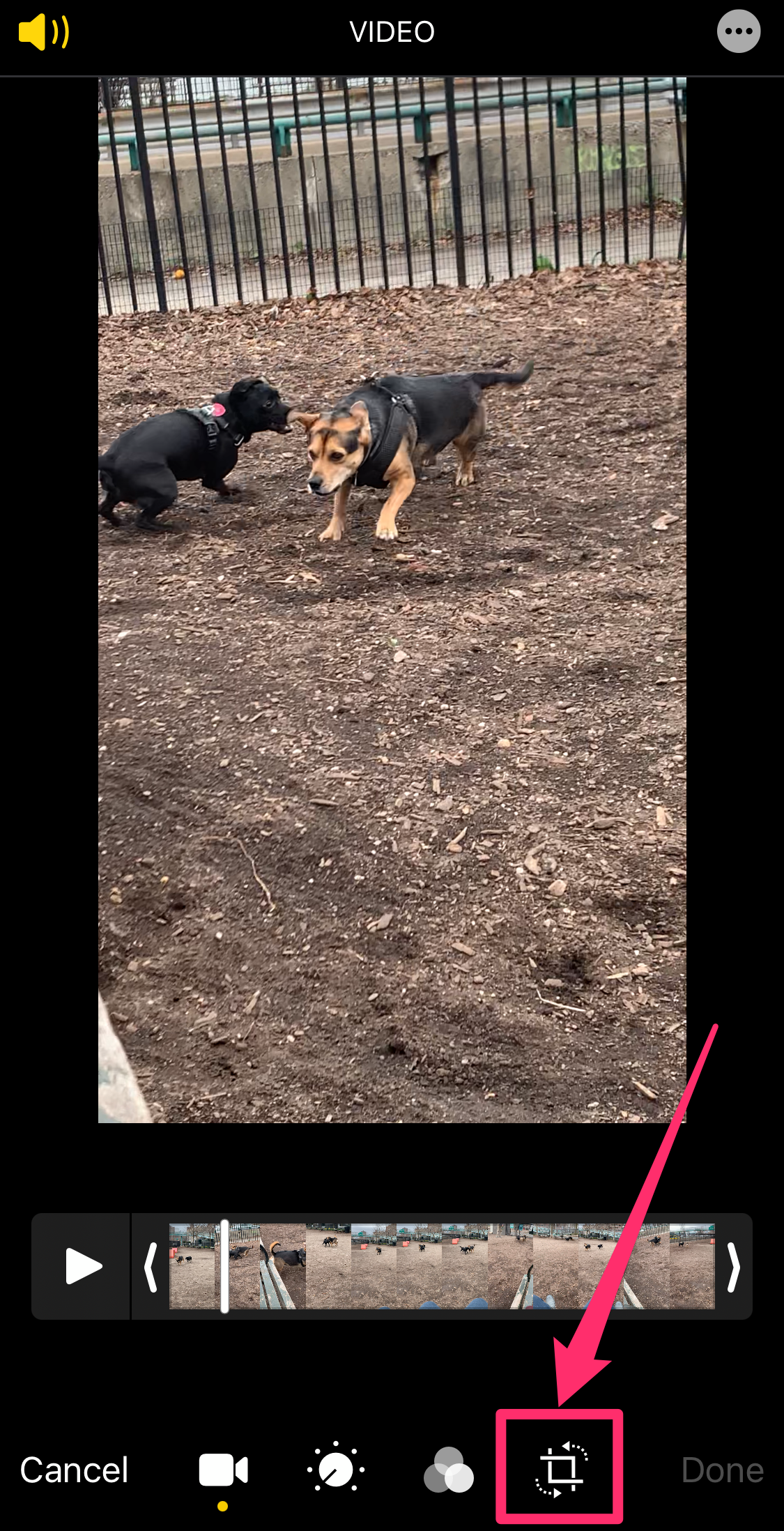 Screenshot of video edit in Photos on iPhone