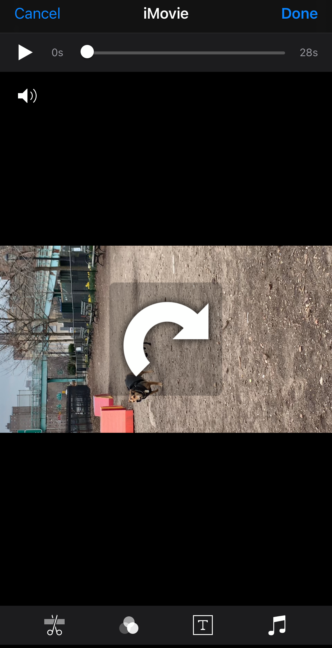 Screenshot of video in iMovie on iPhone