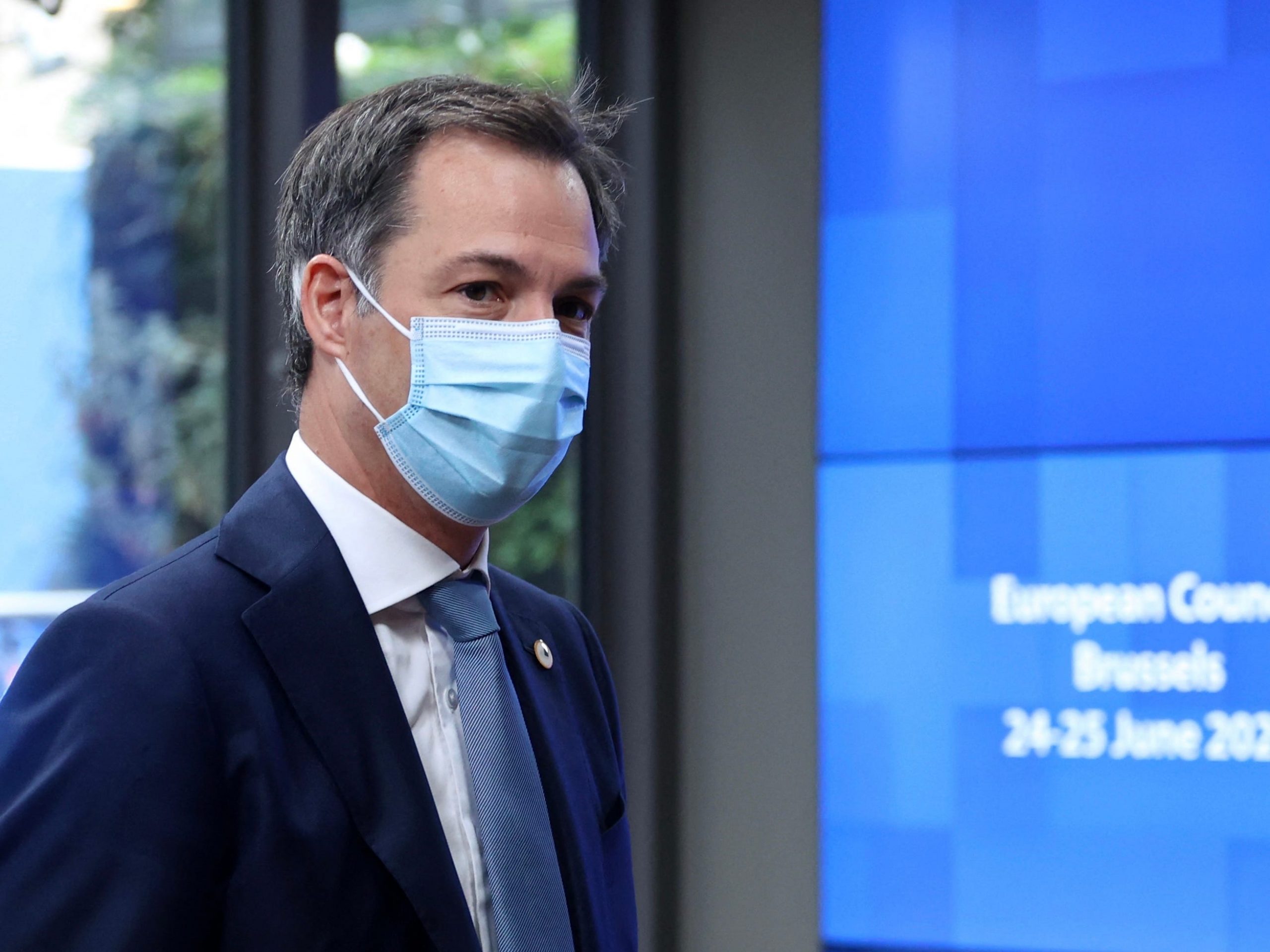 Belgium's Prime Minister Alexander De Croo arrives on the second day of a European Union (EU) summit at The European Council Building in Brussels on June 25, 2021.