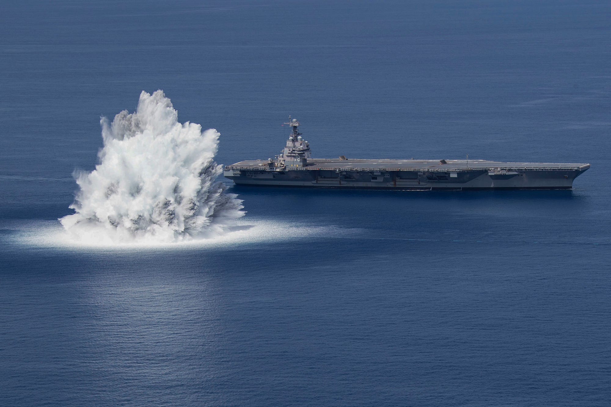 Navy aircraft carrier Gerald Ford during shock trials