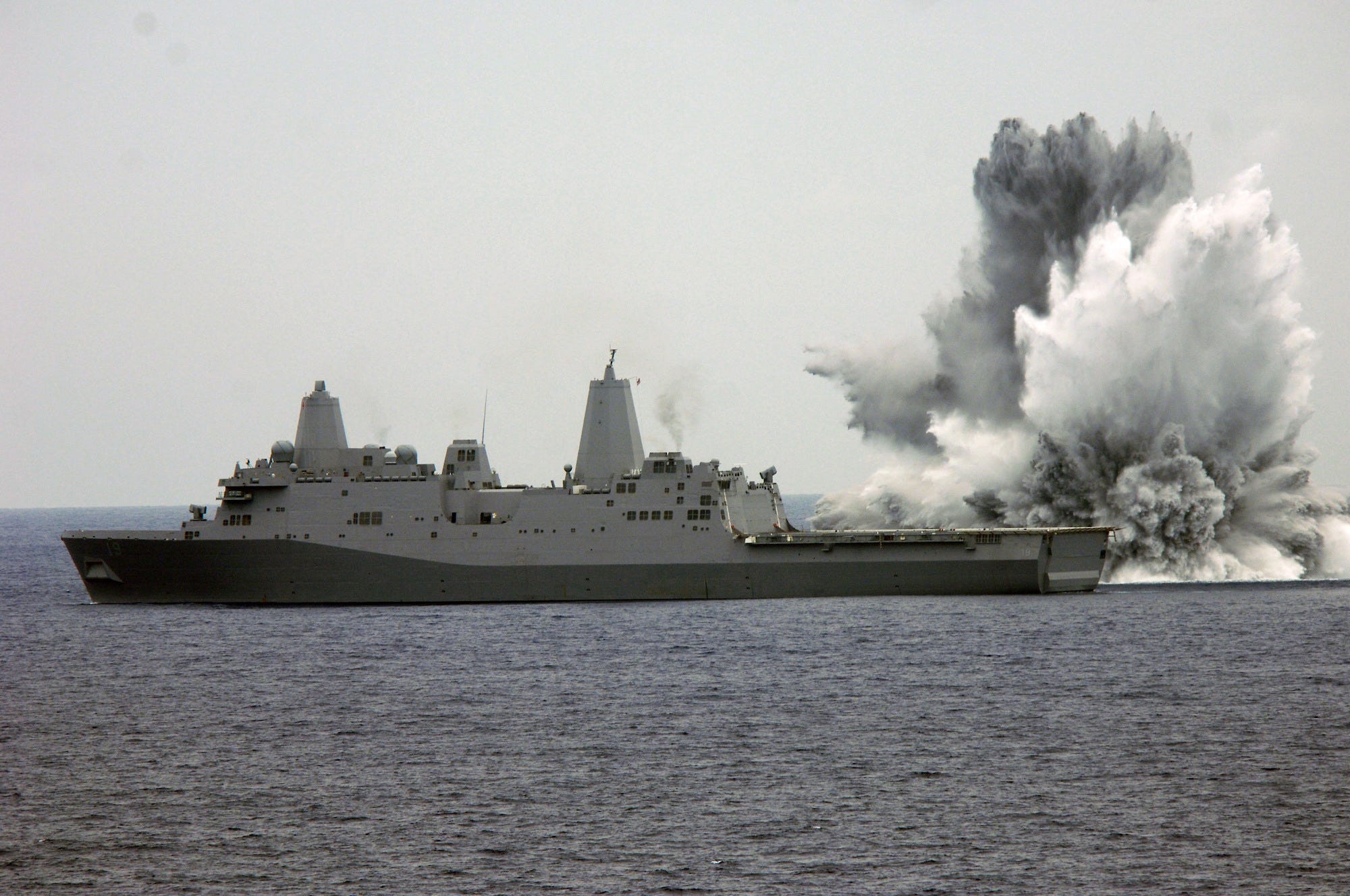 Navy amphibious ship Mesa Verde explosion during shock trials