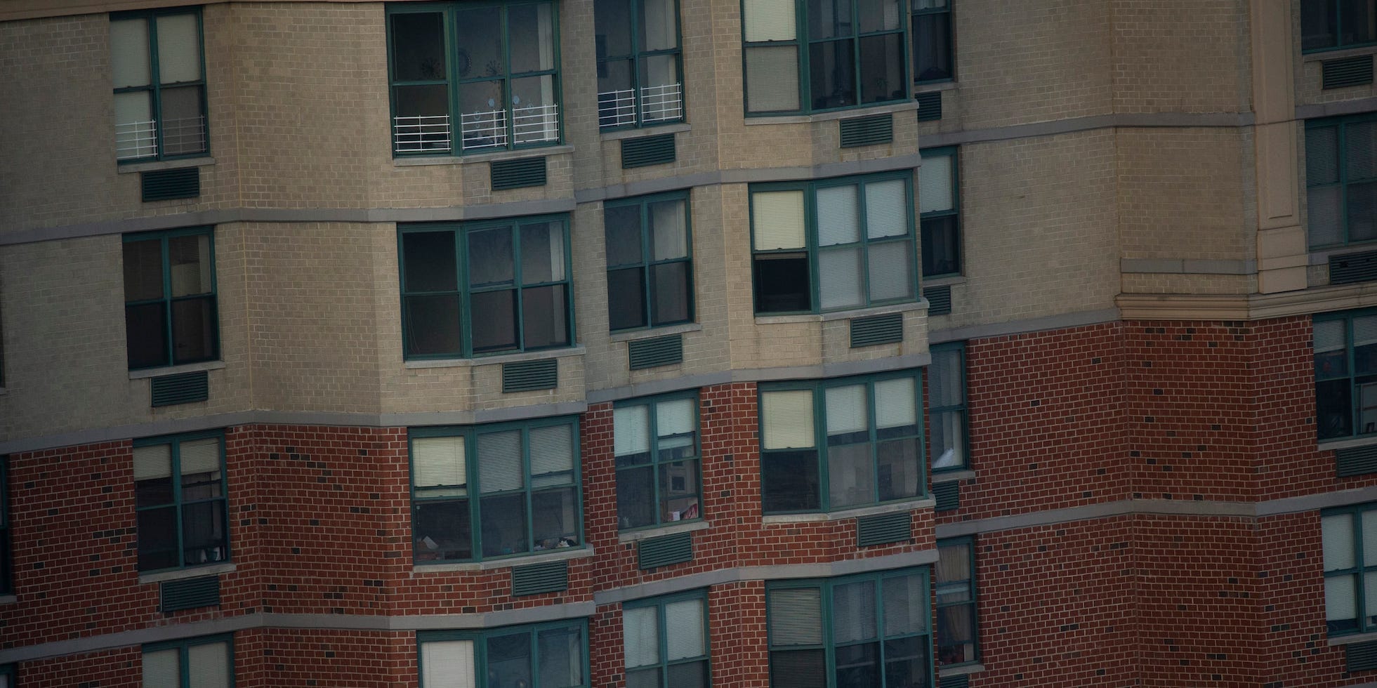 Air conditioning systems placed on buildings in West New York , New Jersey on May 04 2021.