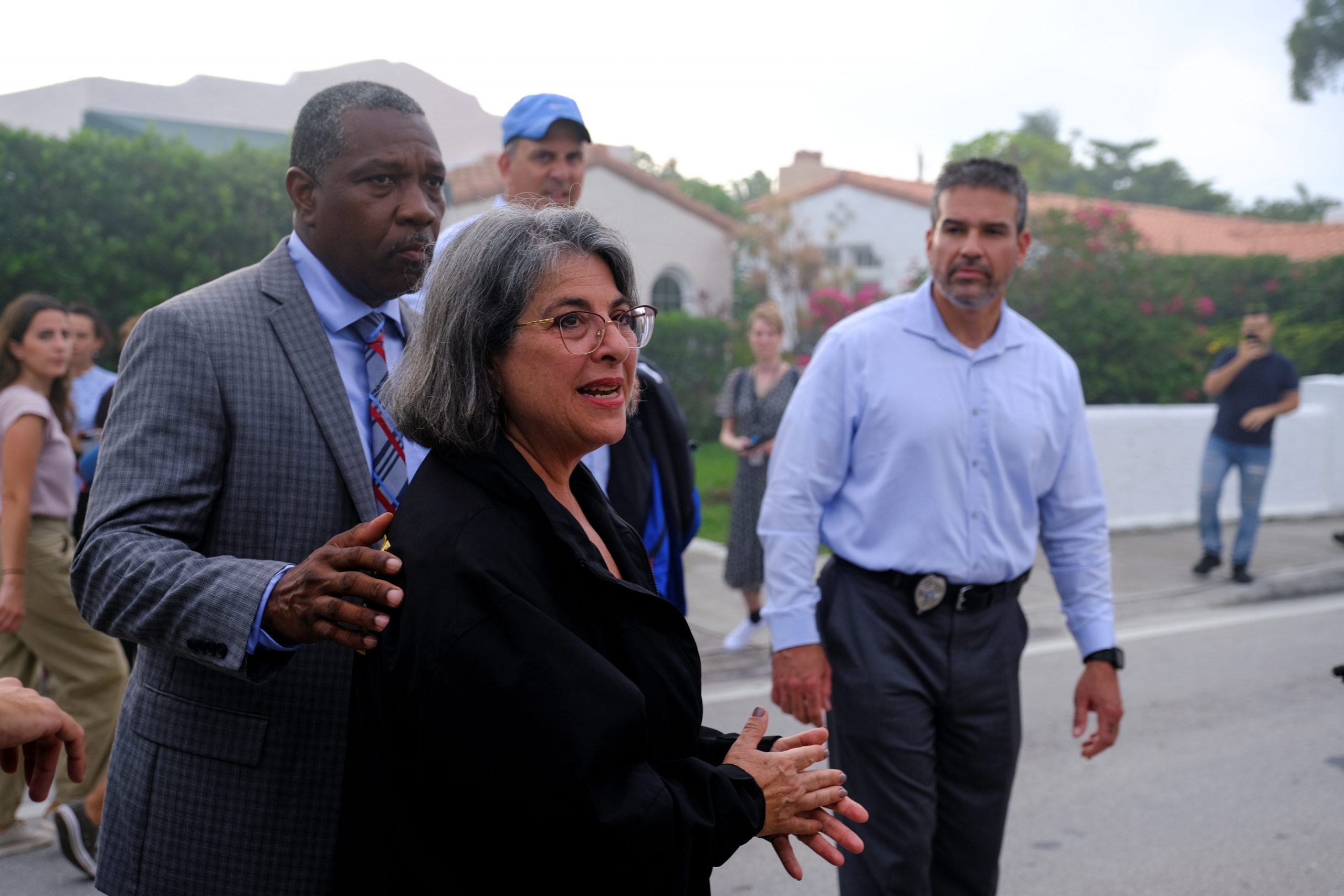 Mayor Daniella Levine Cava of Miami-Dade County speaks to the media after a Miami condo partially collapsed.