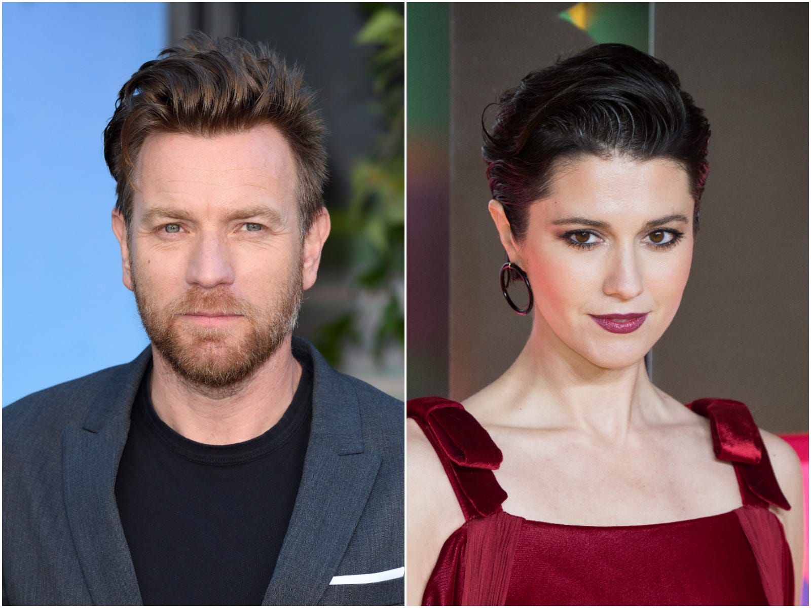 Collage image with Ewan McGregor on the left and Mary Elizabeth Winstead on the right