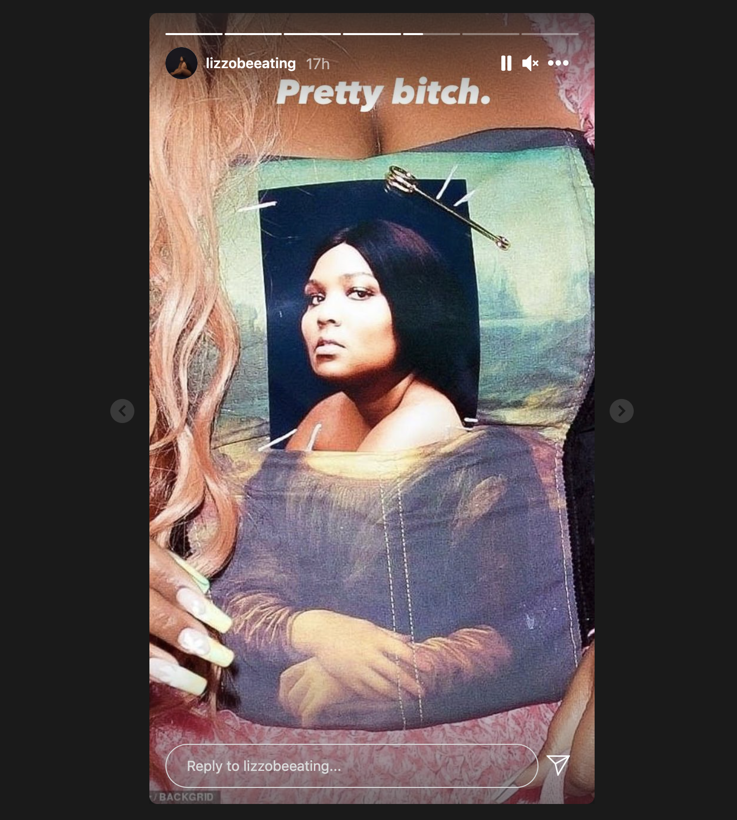 Lizzo shared this close-up shot of her Mona Lisa corset on Instagram.