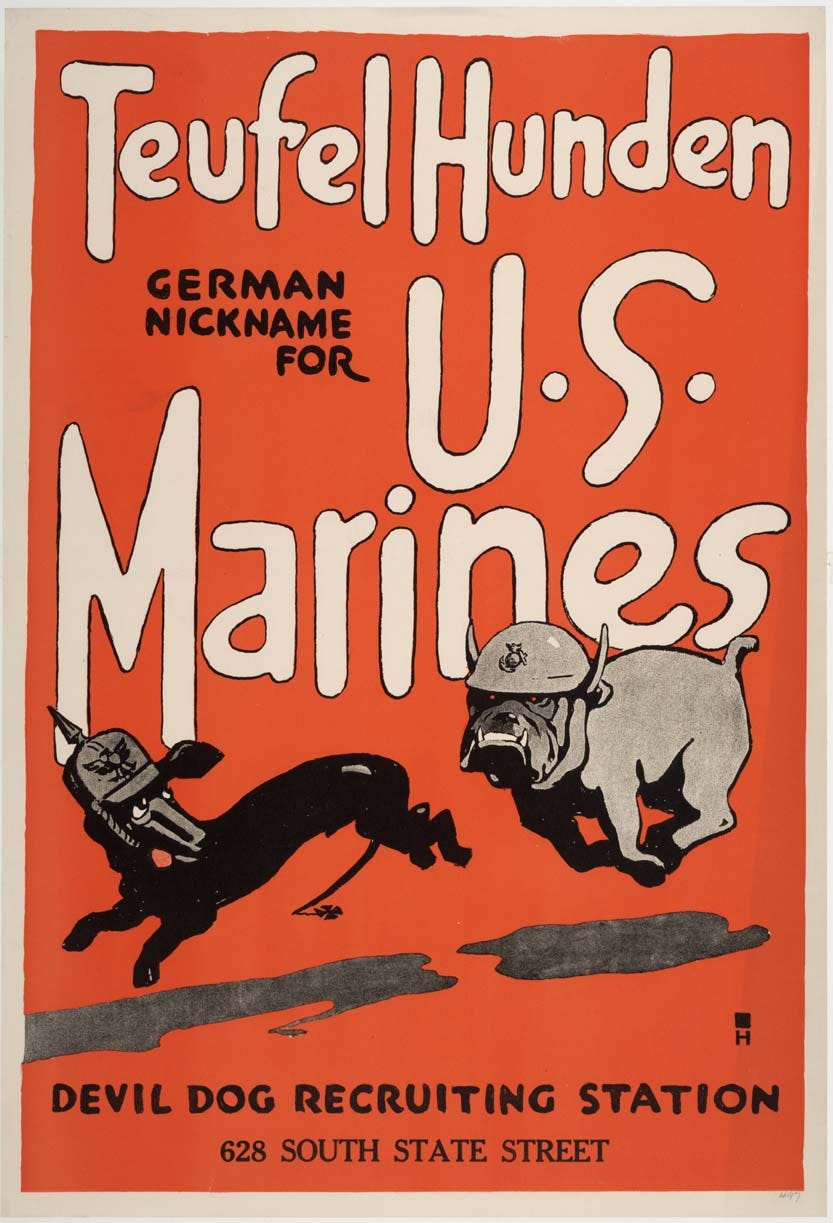 WWI Marine Devil Dog recruiting poster