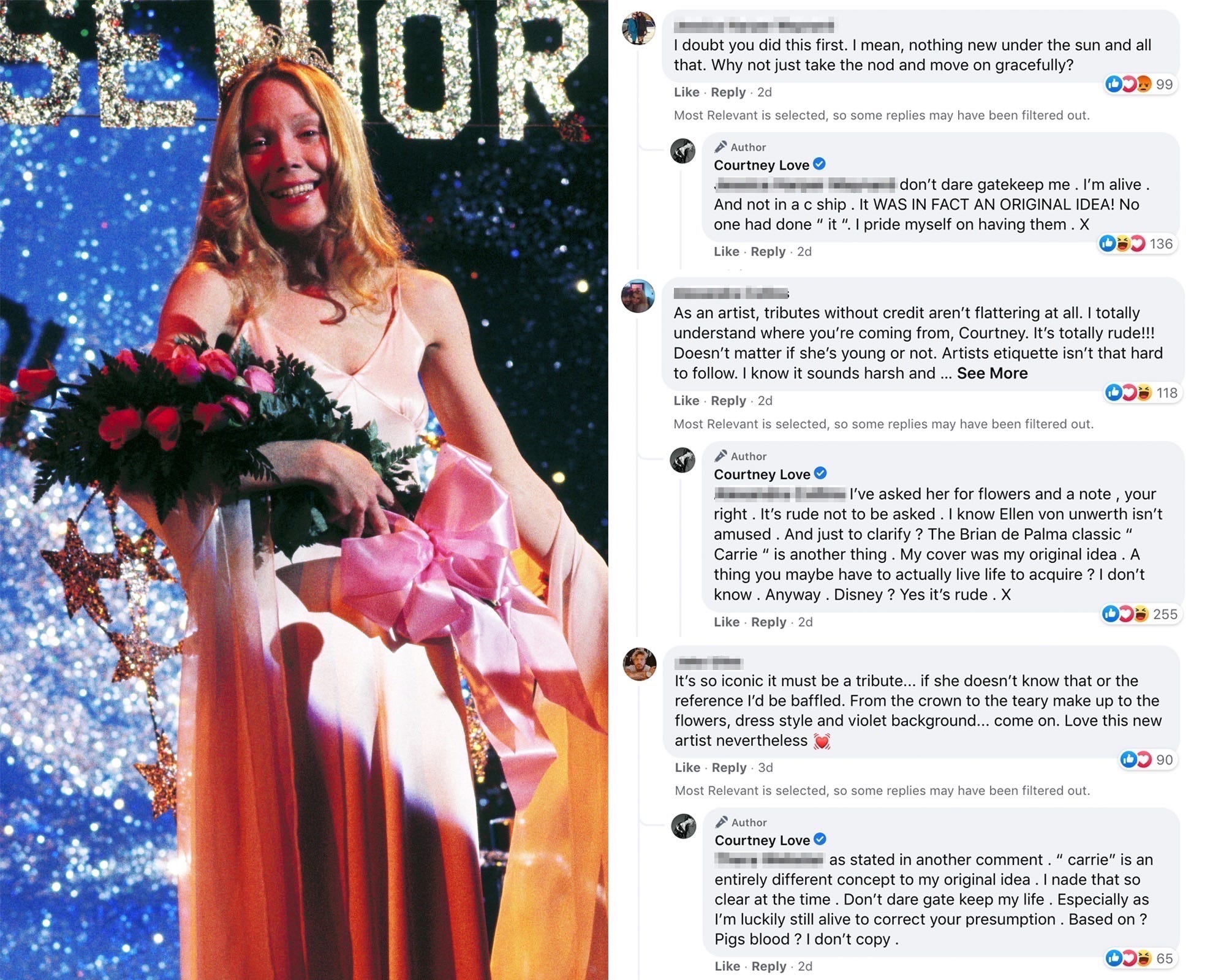 carrie movie hole live through this courtney love comments
