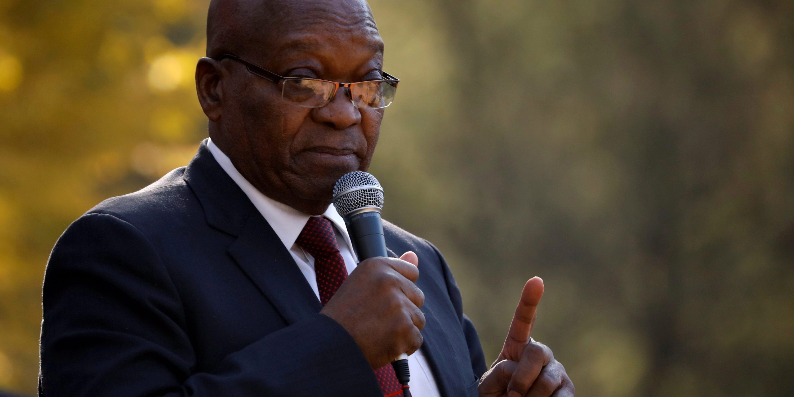 FILE PHOTO: Former South African President Jacob Zuma addresses supporters in Johannesburg, South Africa, July 19, 2019. REUTERS/Mike Hutchings/File Photo
