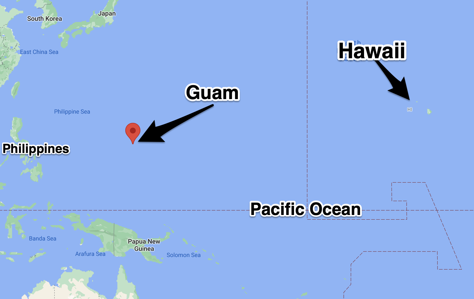 Map of Guam in the Pacific