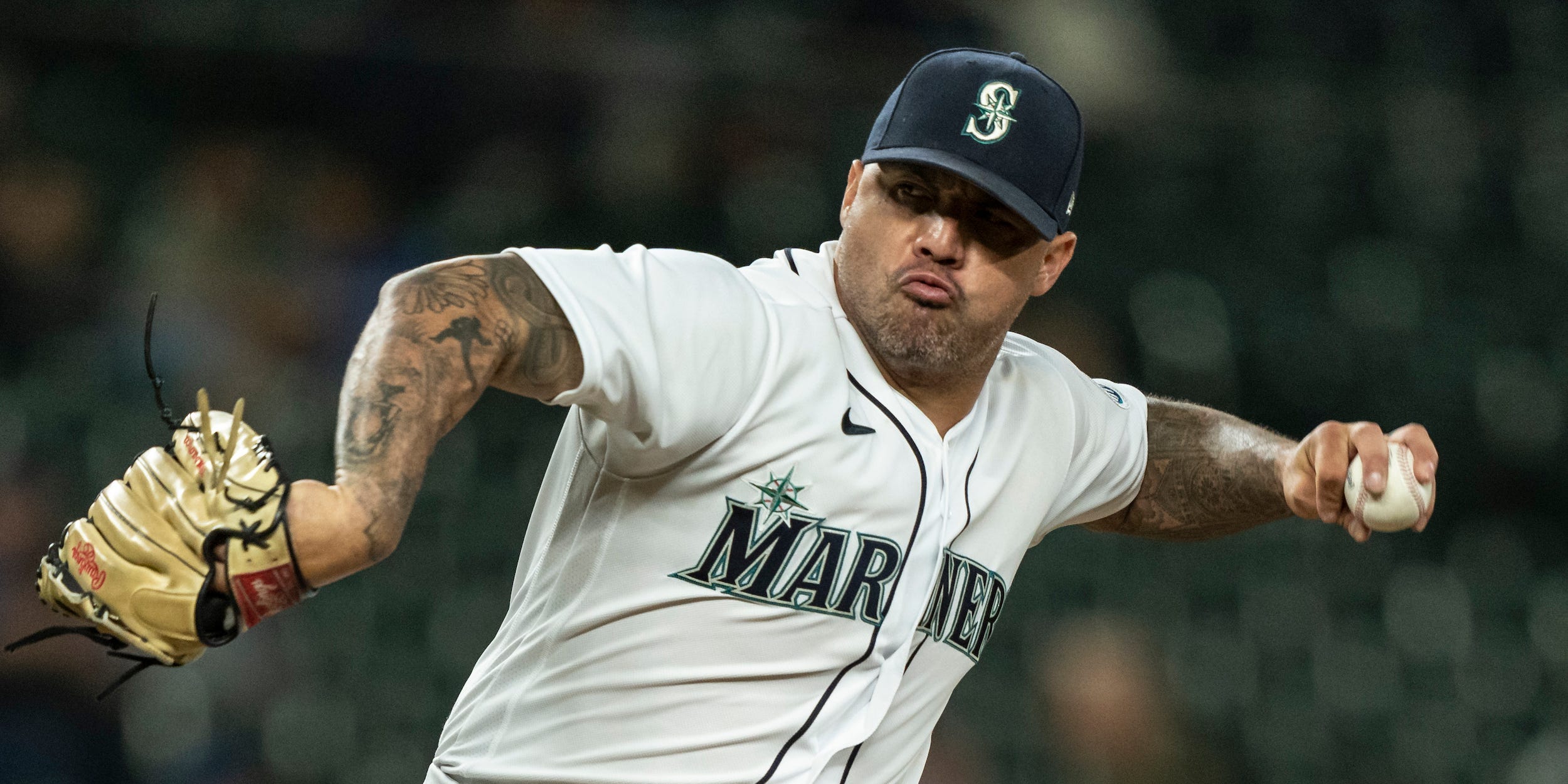 Seattle Mariners reliever Hector Santiago delivers a pitch during a baseball game against the Seattle Mariners, Wednesday, June 16, 2021, in Seattle.
