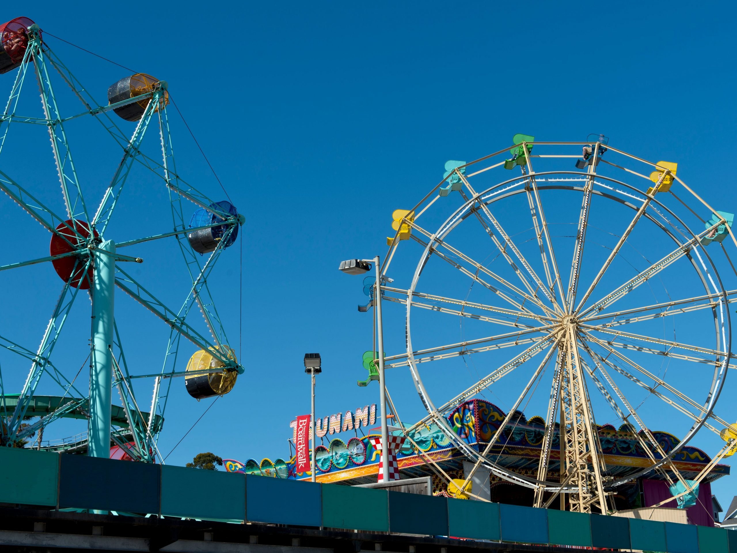 Amusement park rides at the Santa Cruz Beach Boardwalk, California