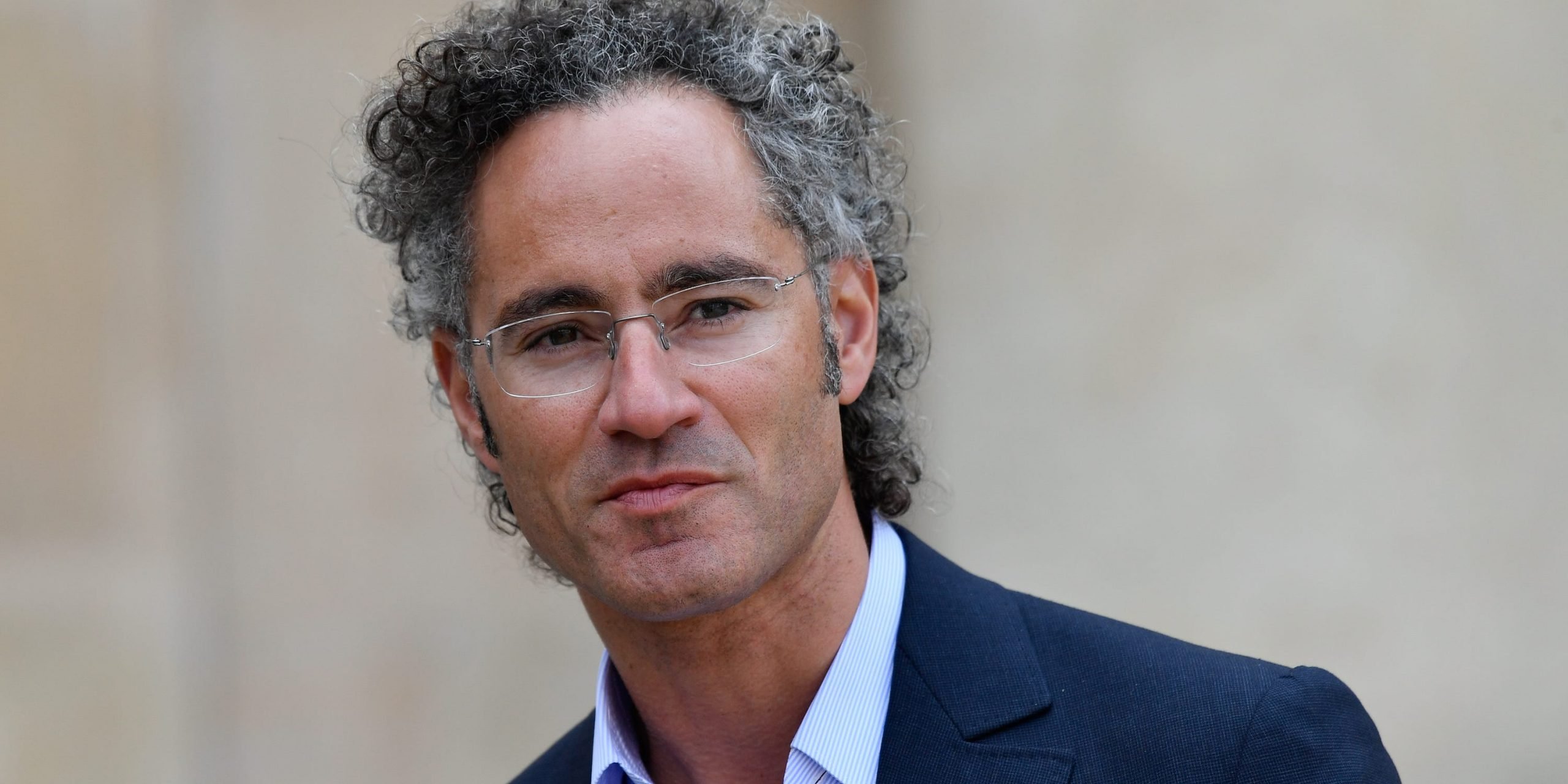 Alex Karp - CEO of Palantir Alex Karp speaks to the press as he leaves the Elysee Palace in Paris, on May 23, 2018 after the "Tech for Good" summit, in Paris, France, on May 23, 2018.