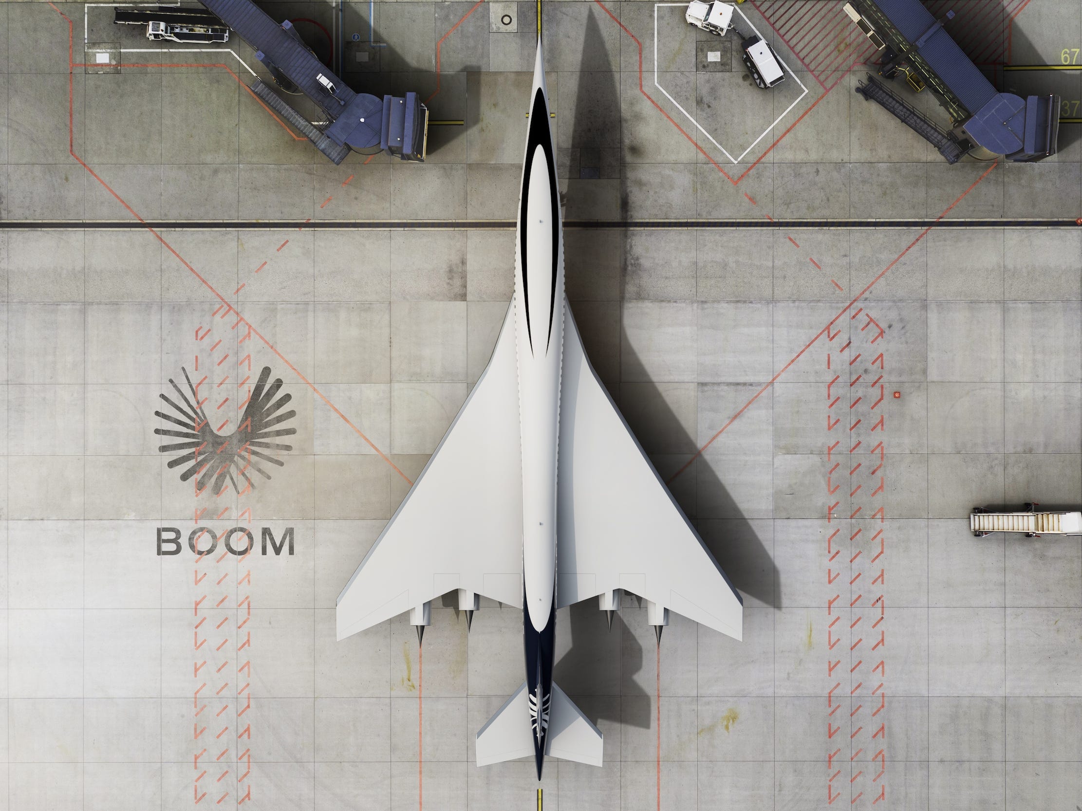 An overhead view of Boom Supersonic&#39;s Overture.