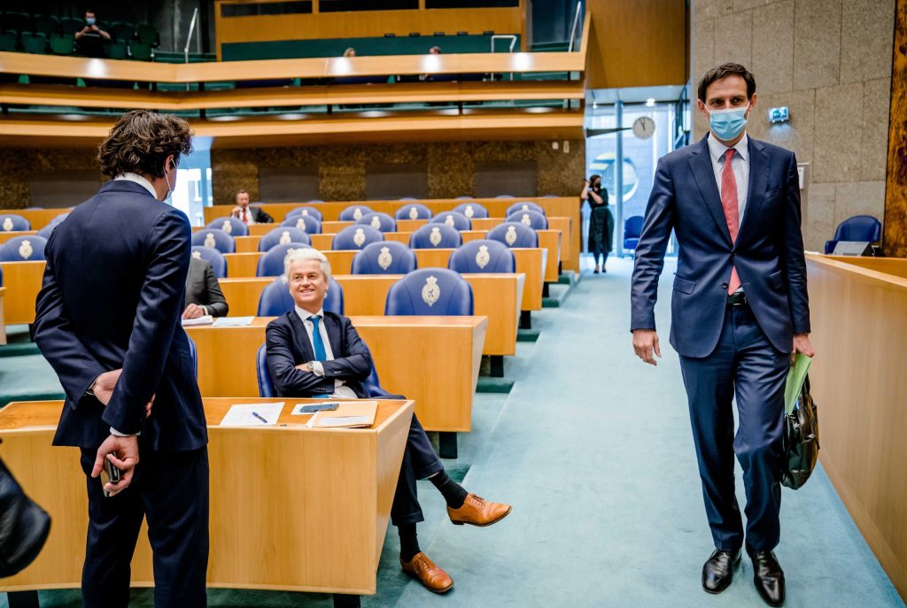 Jesse Klaver, Geert Wilders en Wopke Hoekstra voorafgaand aan het debat.