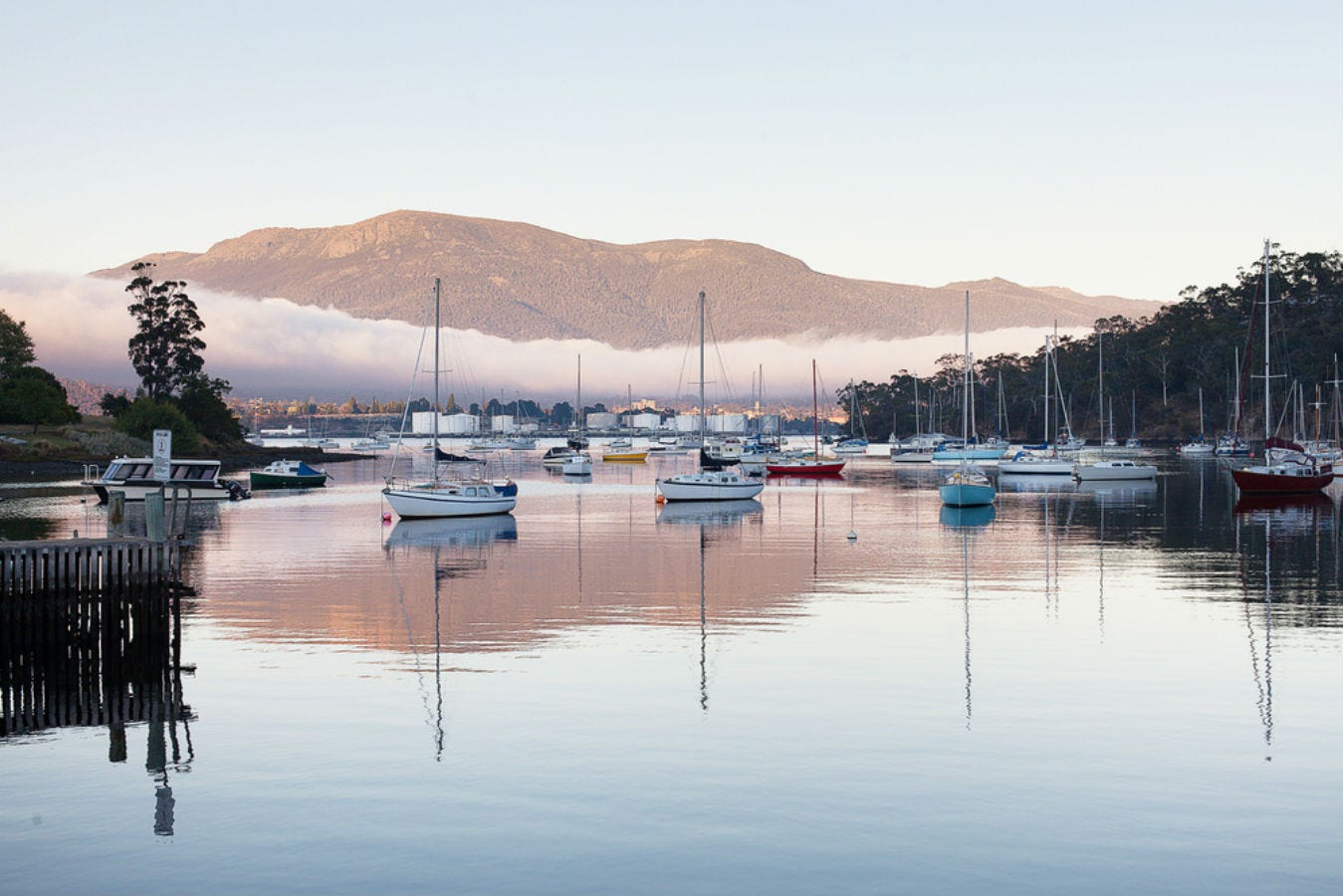 boats float on water in a Tasmanian port
