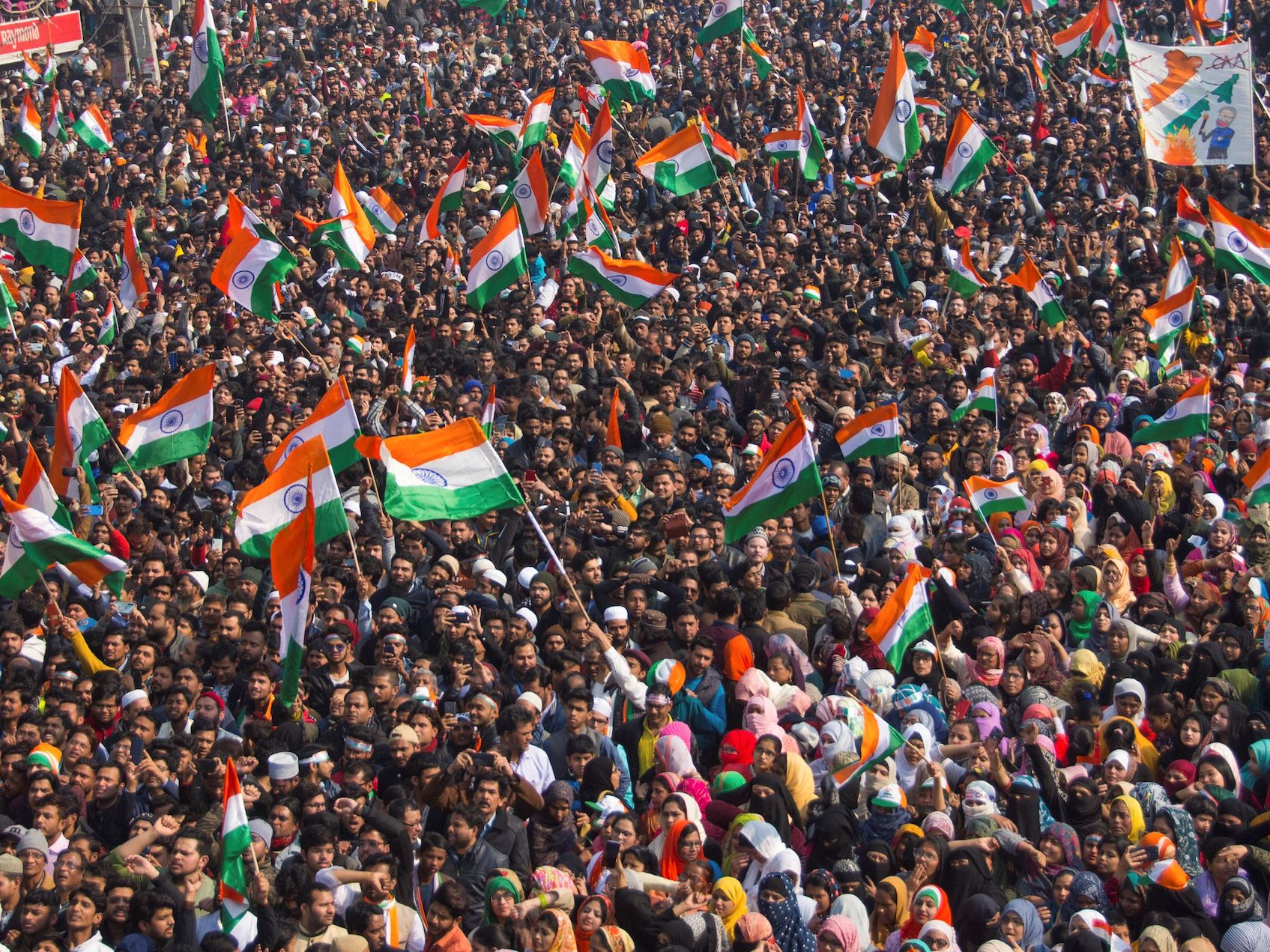 india flag crowd population