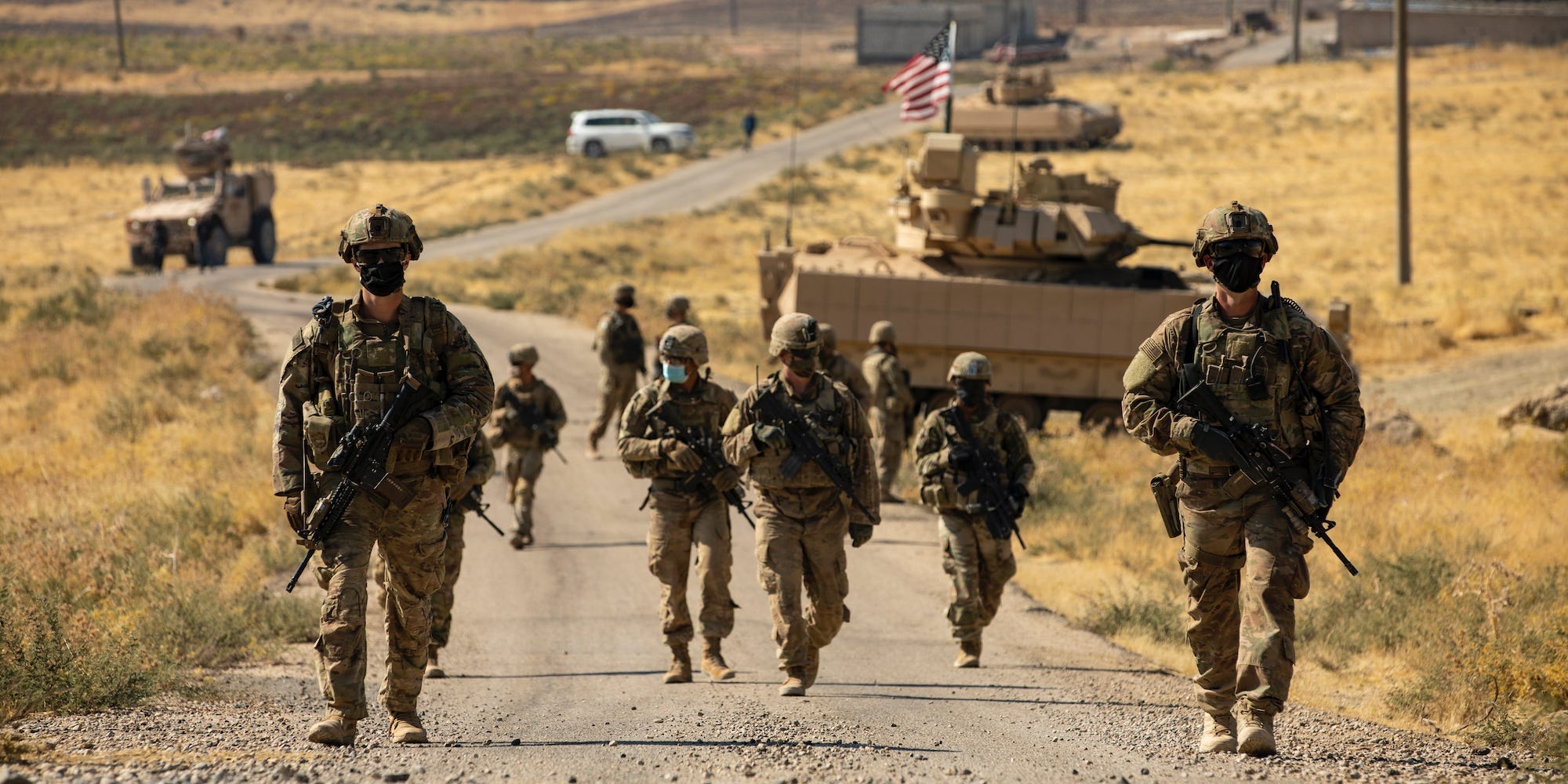 Army soldiers Syria Bradley fighting vehicle