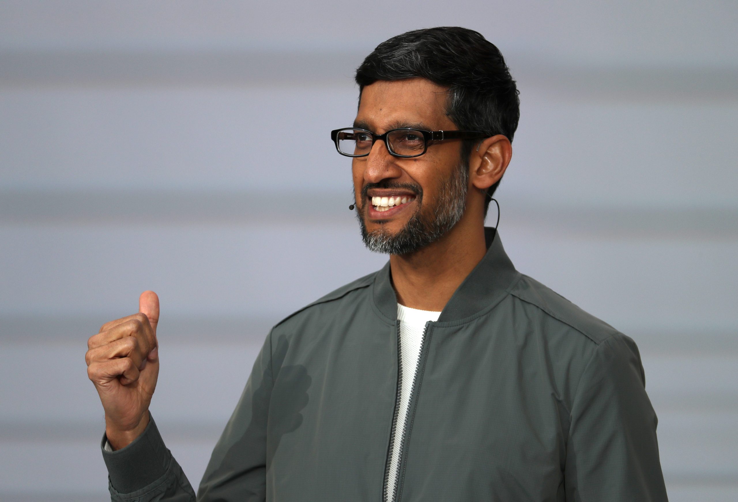GettyImages Google CEO Sundar Pichai delivers the keynote address at the 2019 Google I/O conference at Shoreline Amphitheatre on May 07, 2019 in Mountain View, California.