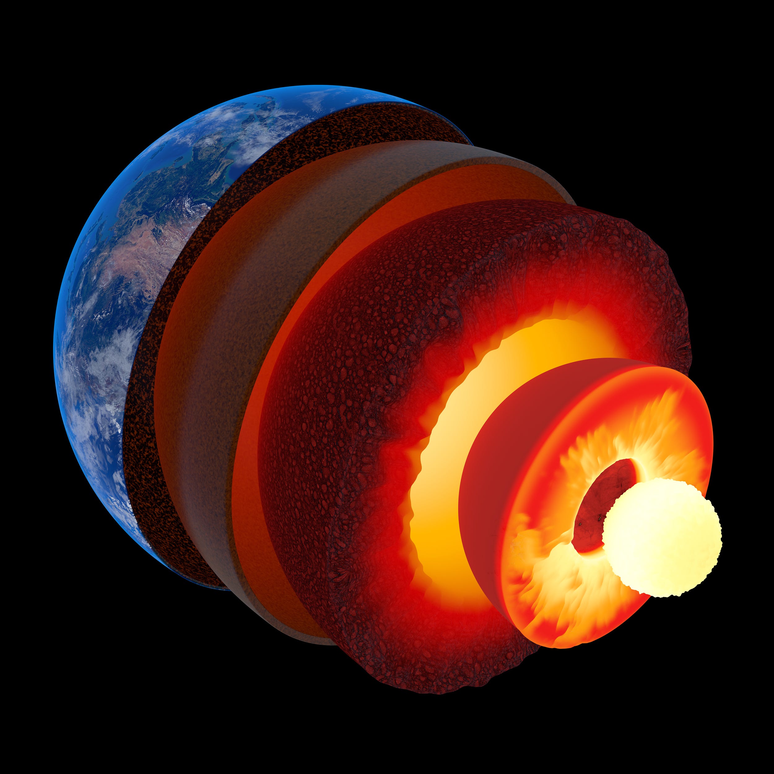 illustration of earth's core/mantle layers