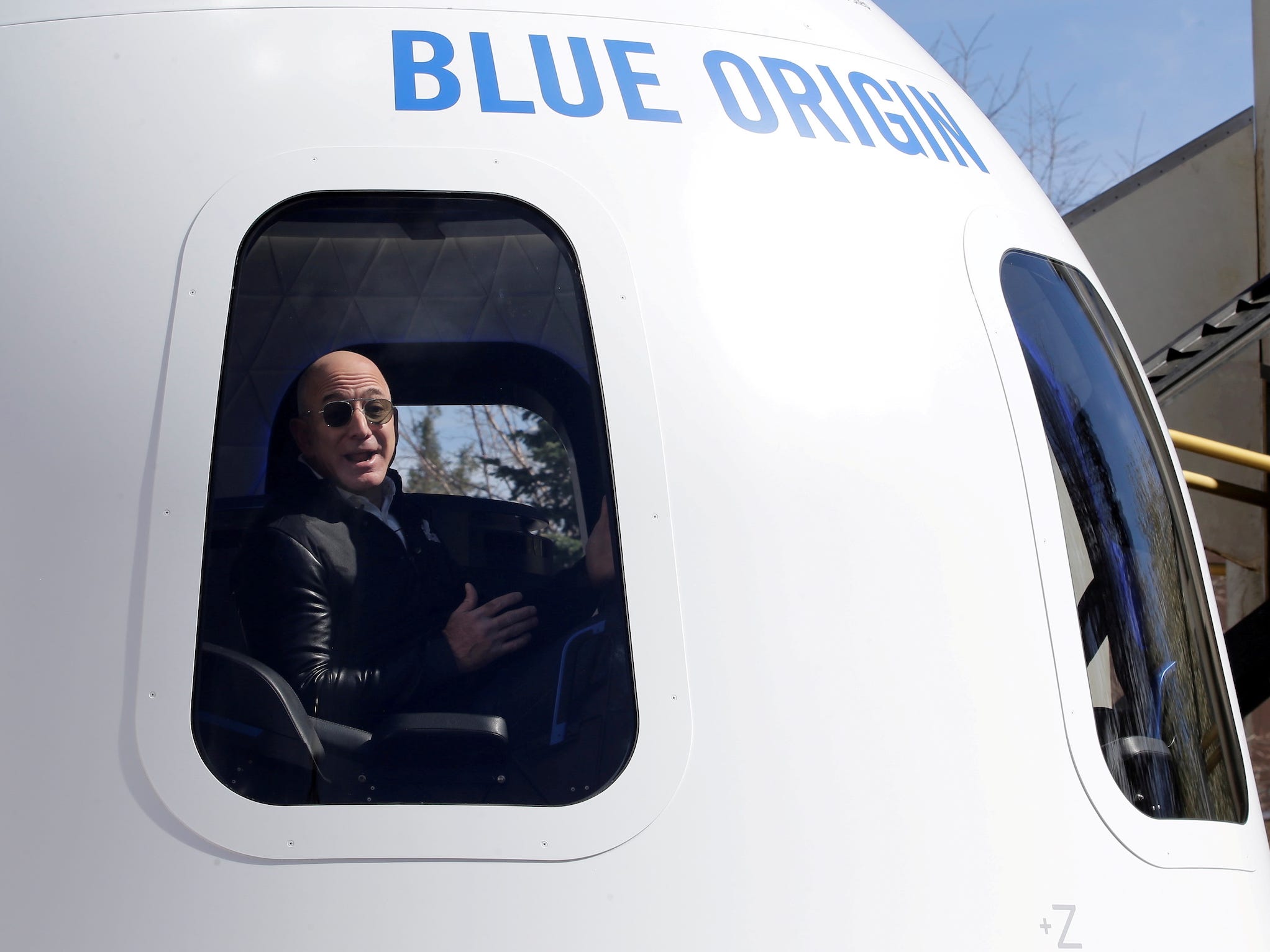 jeff bezos inside new shepard crew capsule