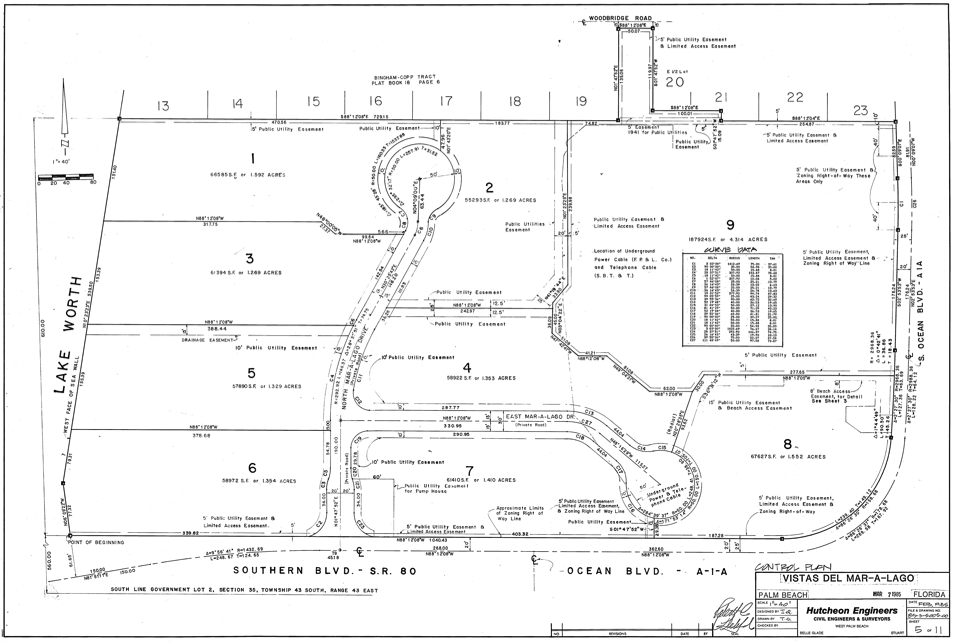 A 1985 engineering drawing for subdividing Mar-a-Lago