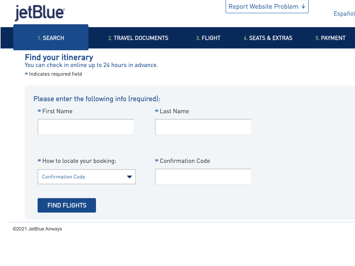 Online check-in airline