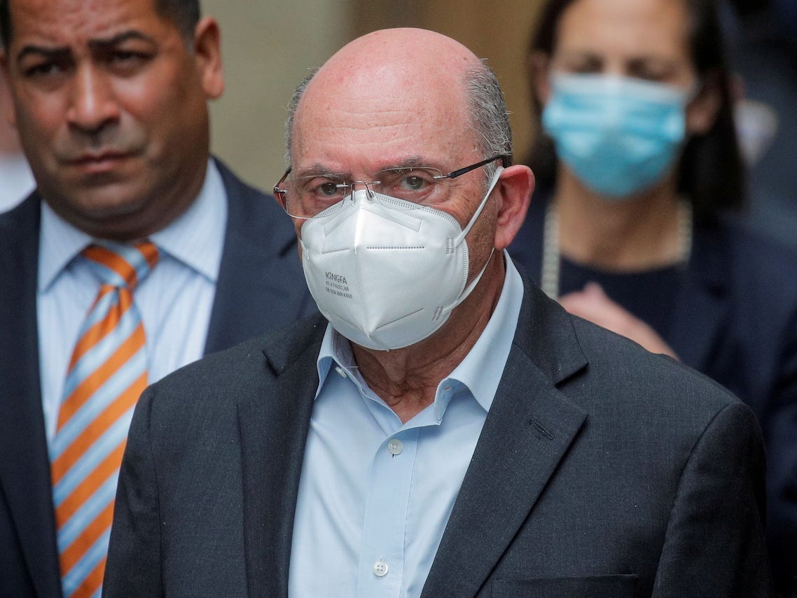 Trump Organization chief financial officer Allen Weisselberg exits after his arraignment hearing in New York State Supreme Court in the Manhattan borough of New York City, New York, U.S., July 1, 2021.