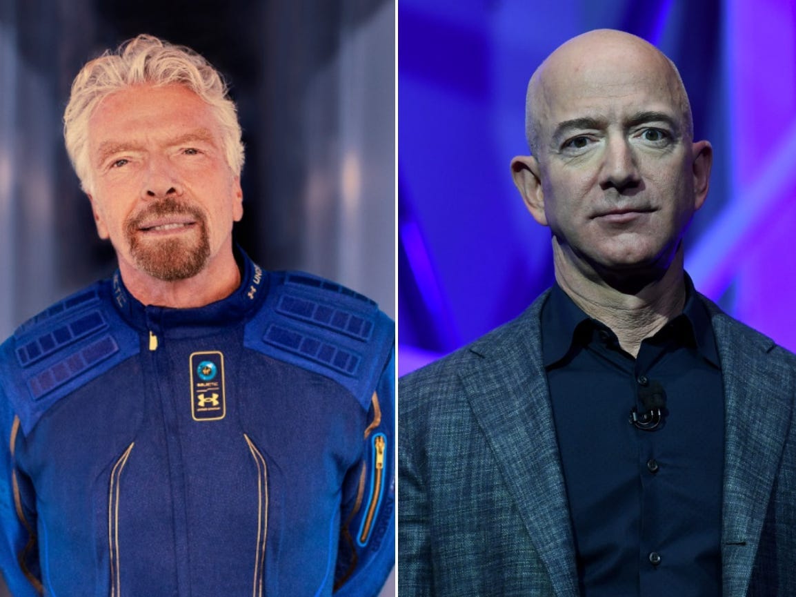 Virgin Galactic founder Richard Branson and Blue Origin founder Jeff Bezos.