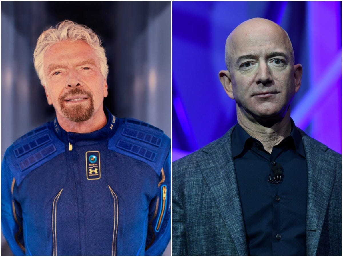 Virgin Galactic founder Richard Branson and Blue Origin founder Jeff Bezos.