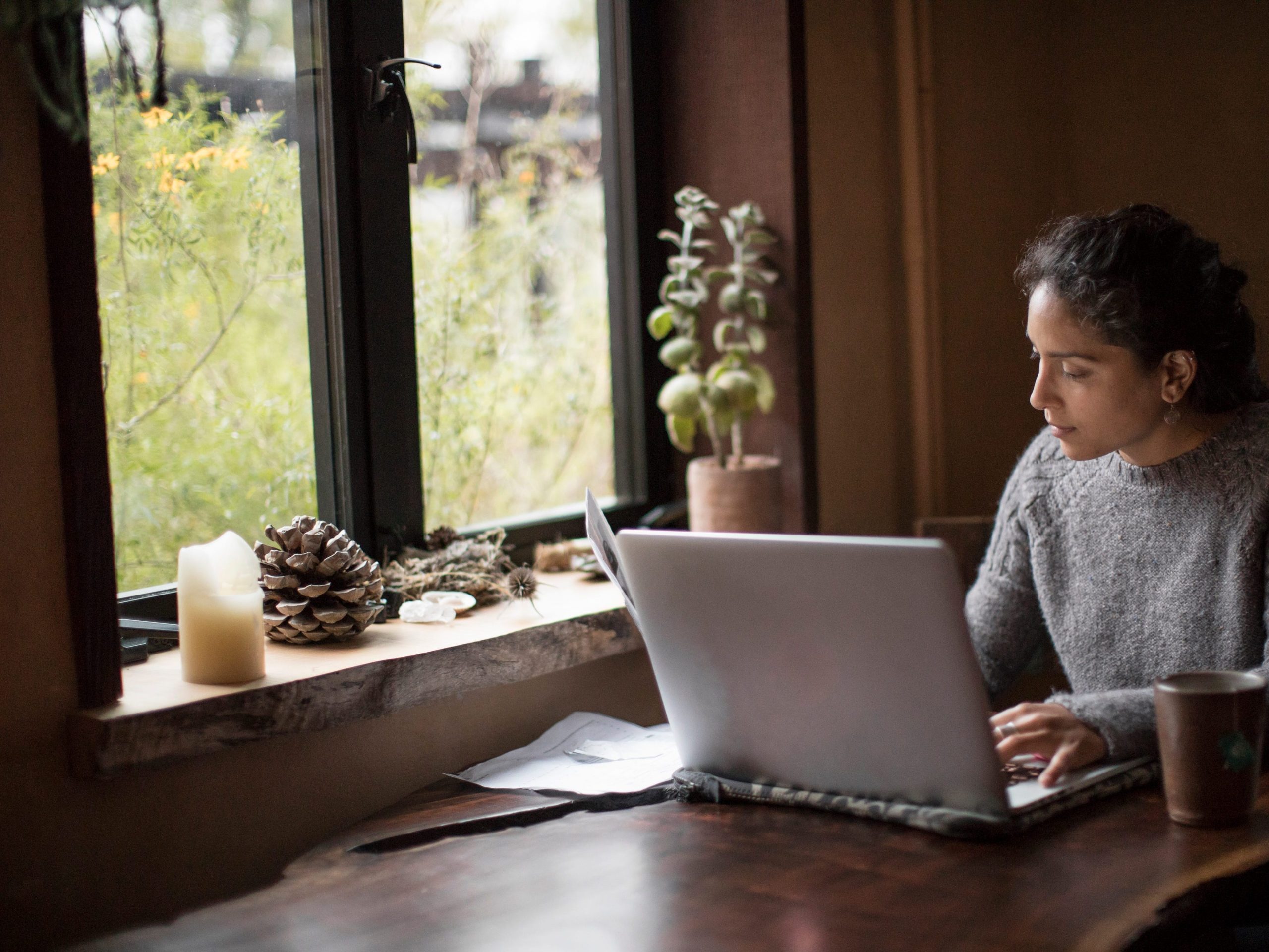 student working from home