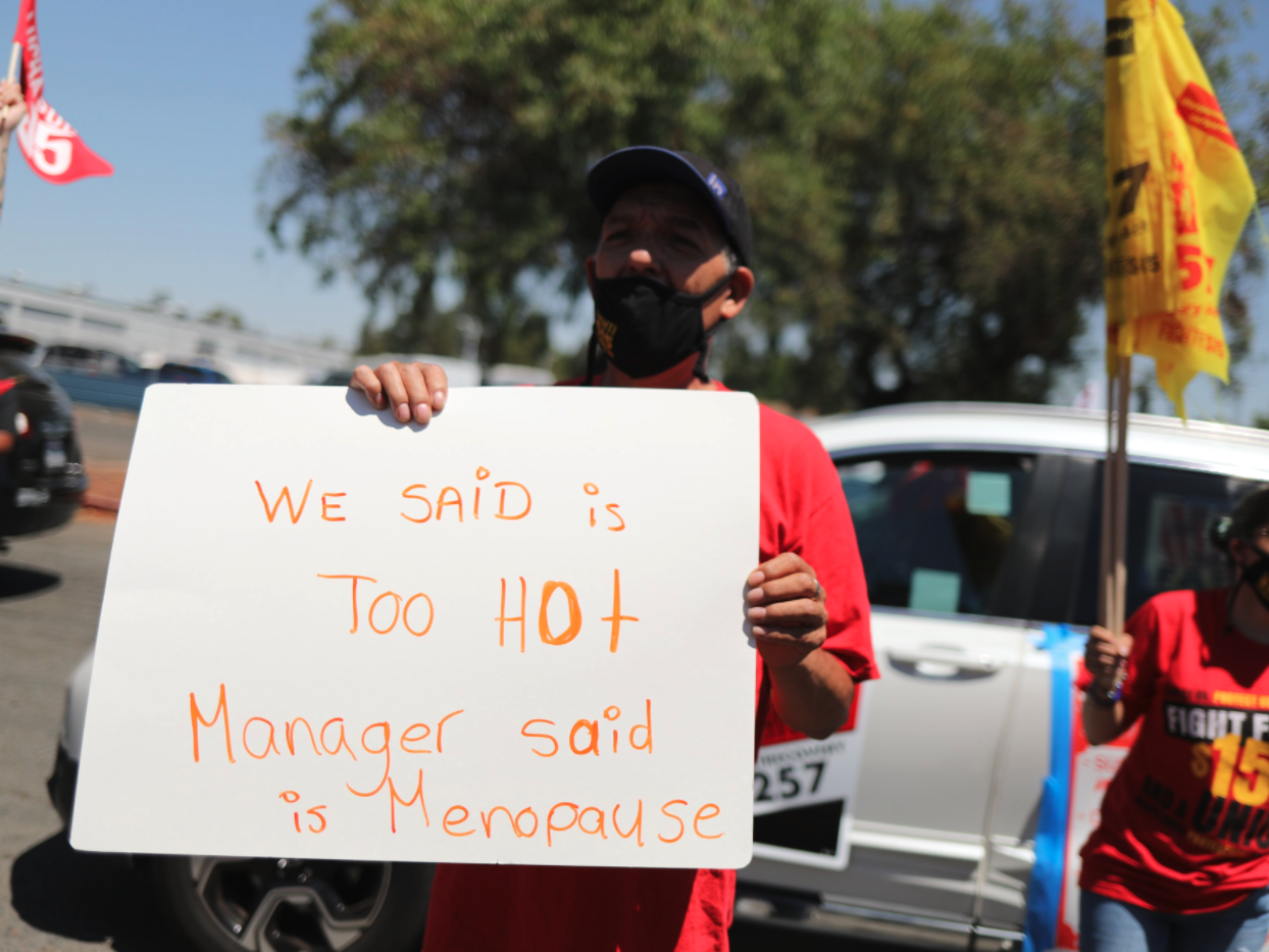 Jack In The Box workers protest heat conditions at Sacramento location.