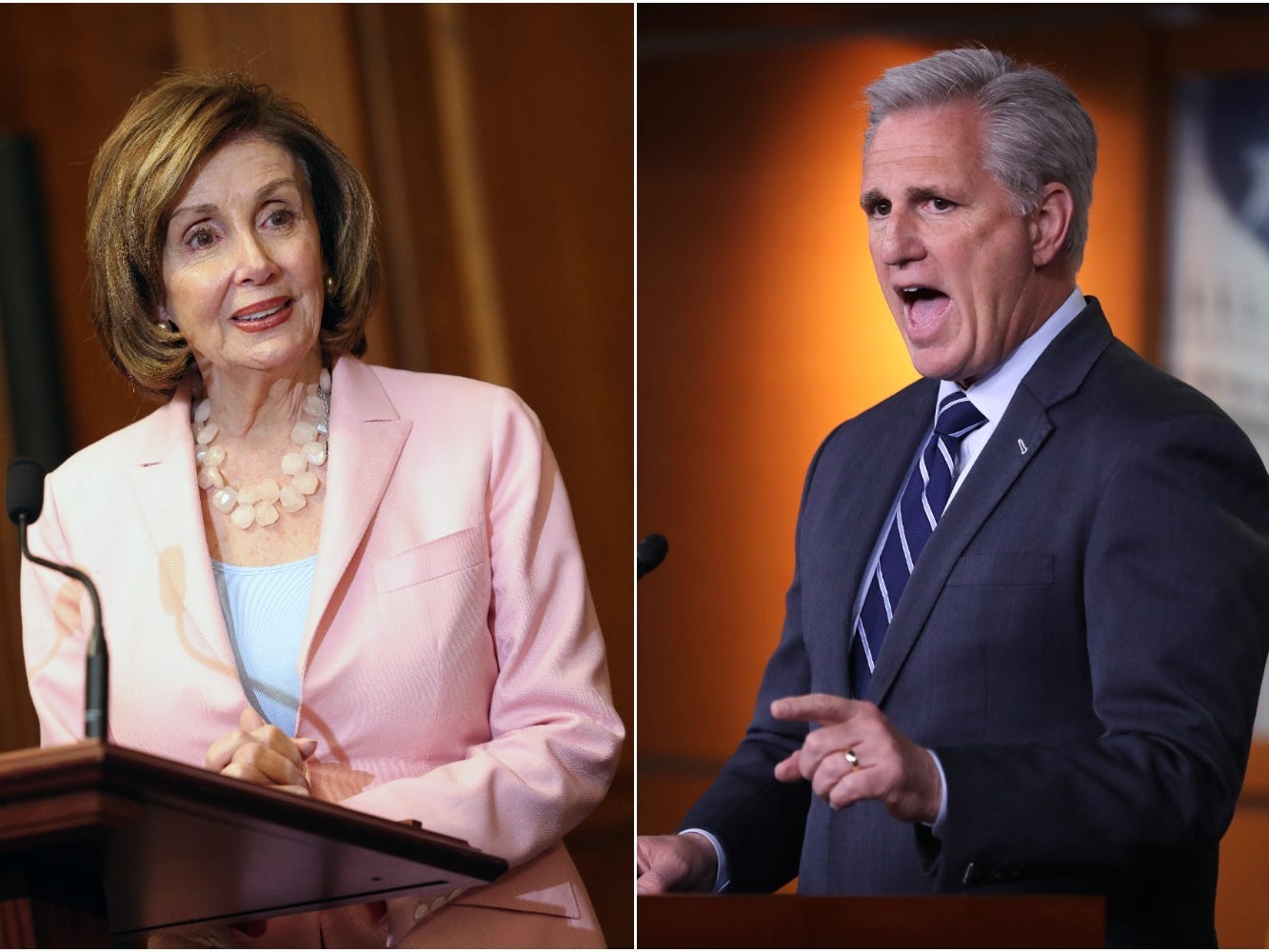 Nancy Pelosi and Kevin McCarthy pictured