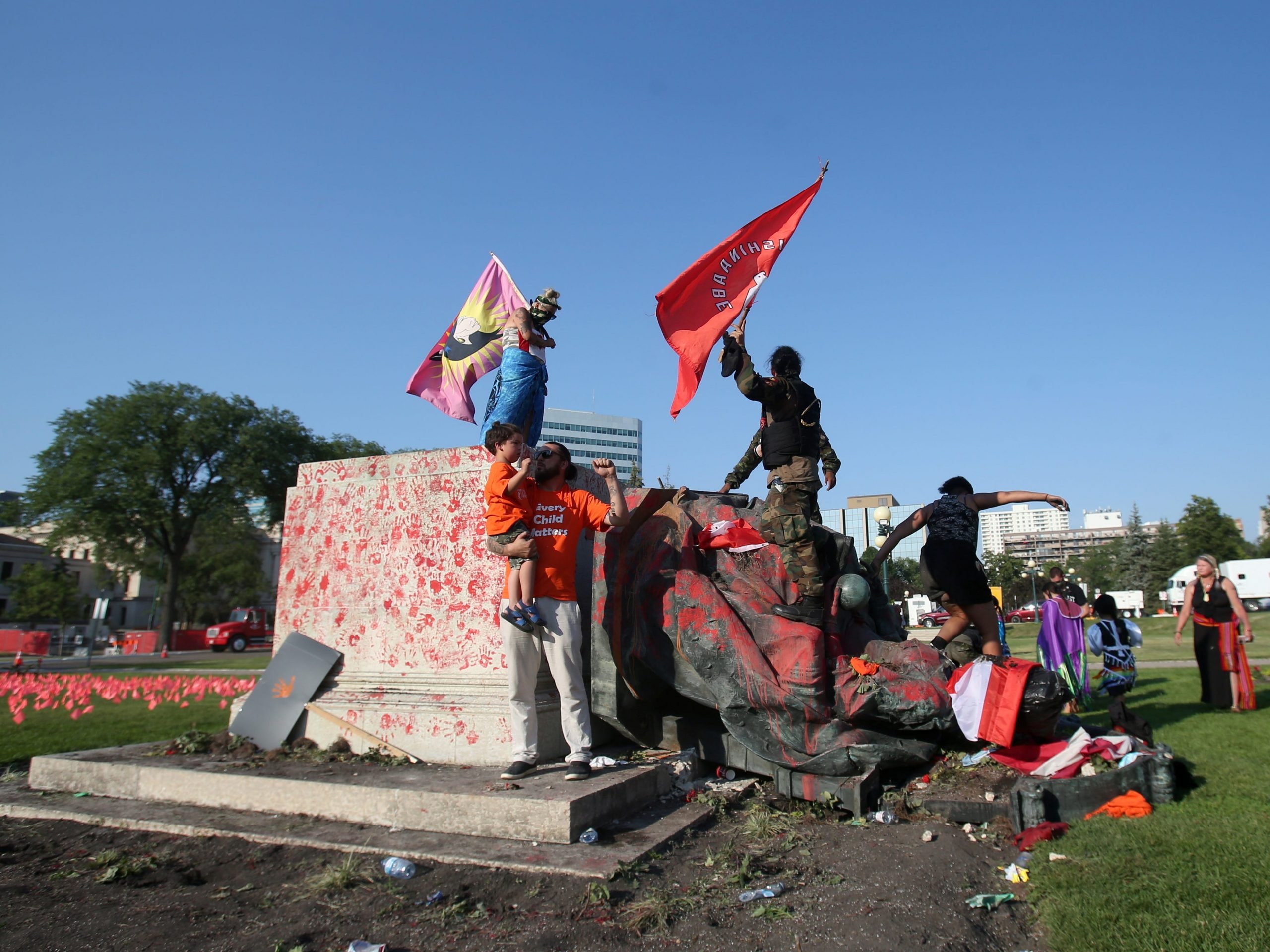 Statues of Queen Victoria and Queen Elizabeth II were toppled in Canada