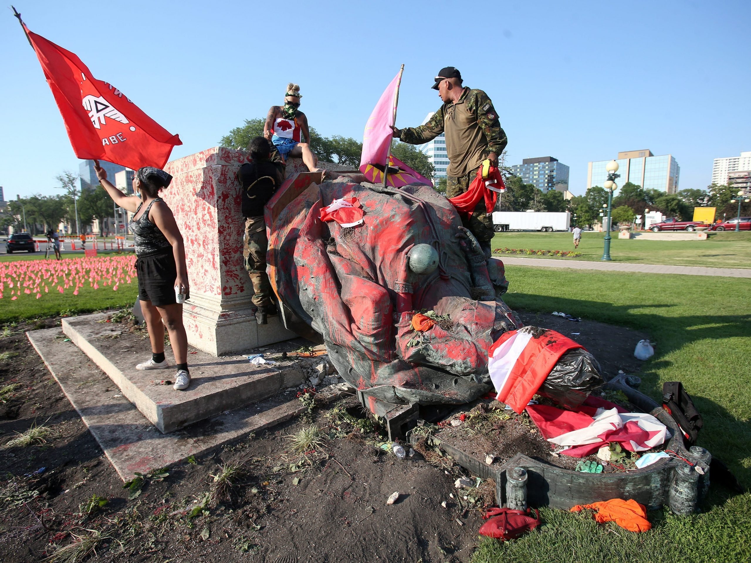 Statues of Queen Victoria and Queen Elizabeth II were toppled in Canada