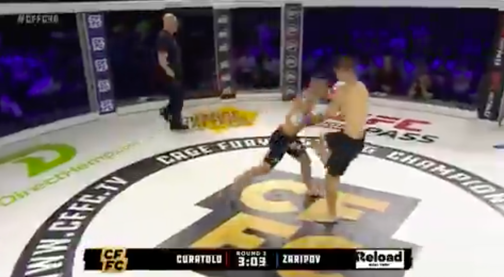 Santo Curatolo drops Dilshod Zaripov moments after being bizarrely taunted.