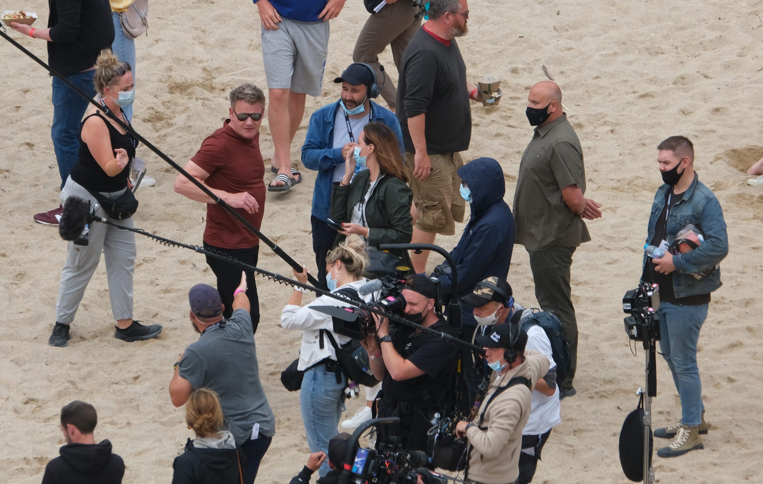 Gordon Ramsay pictured on Lusty Beach in Newquay, Cornwall, filming his new TV show "Future Food Stars."