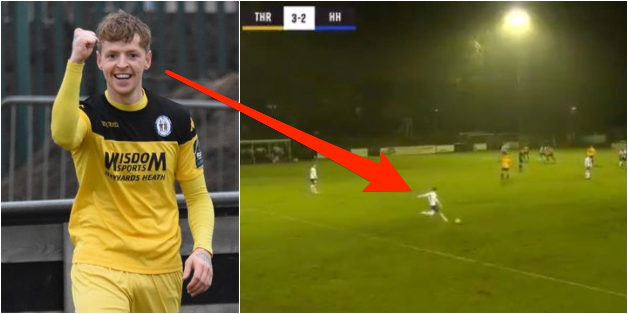 Callum Saunders was caught on video scoring a goal while also attempting to claim insurance money for an injury