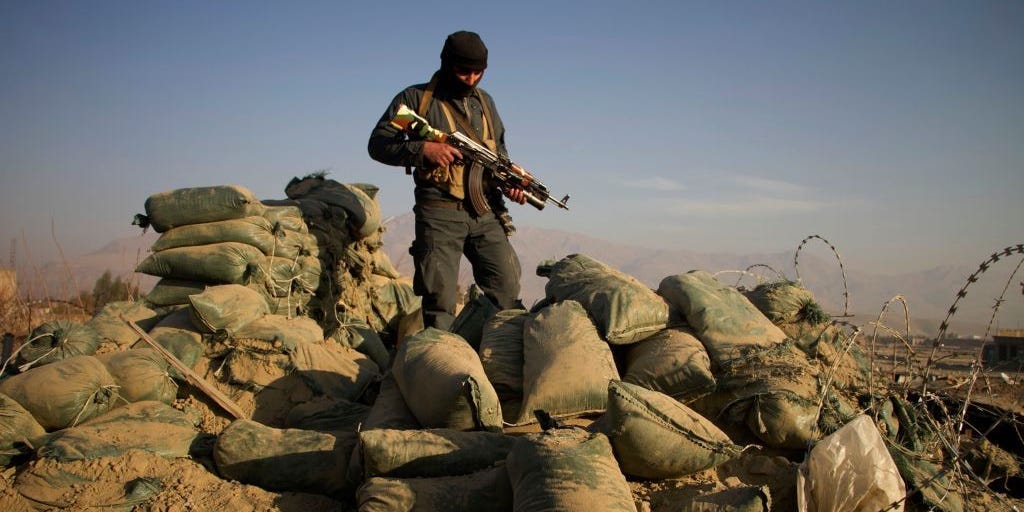 An Afghan security force member