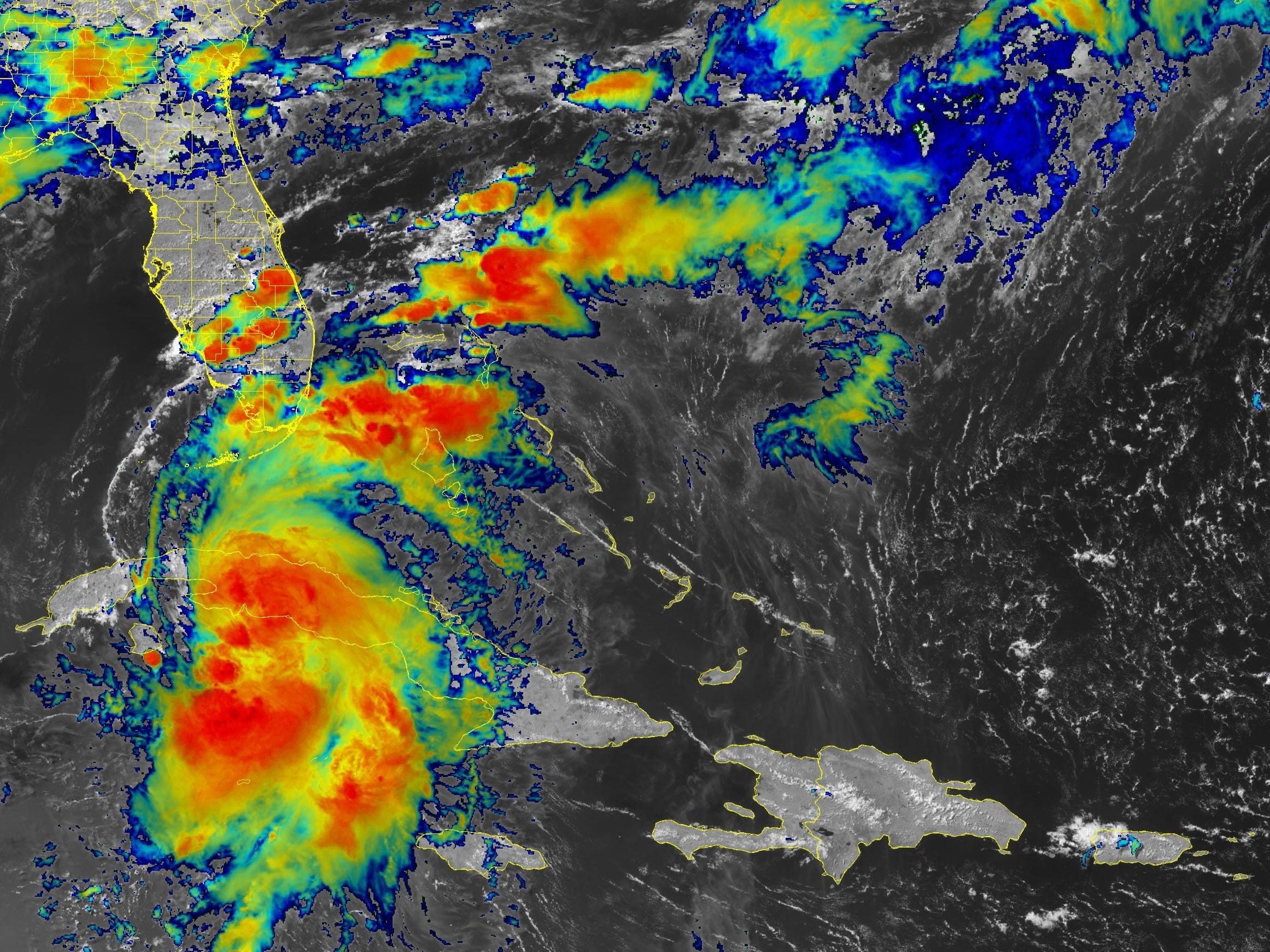 tropical storm elsa over cuba in infrared satellite imagery
