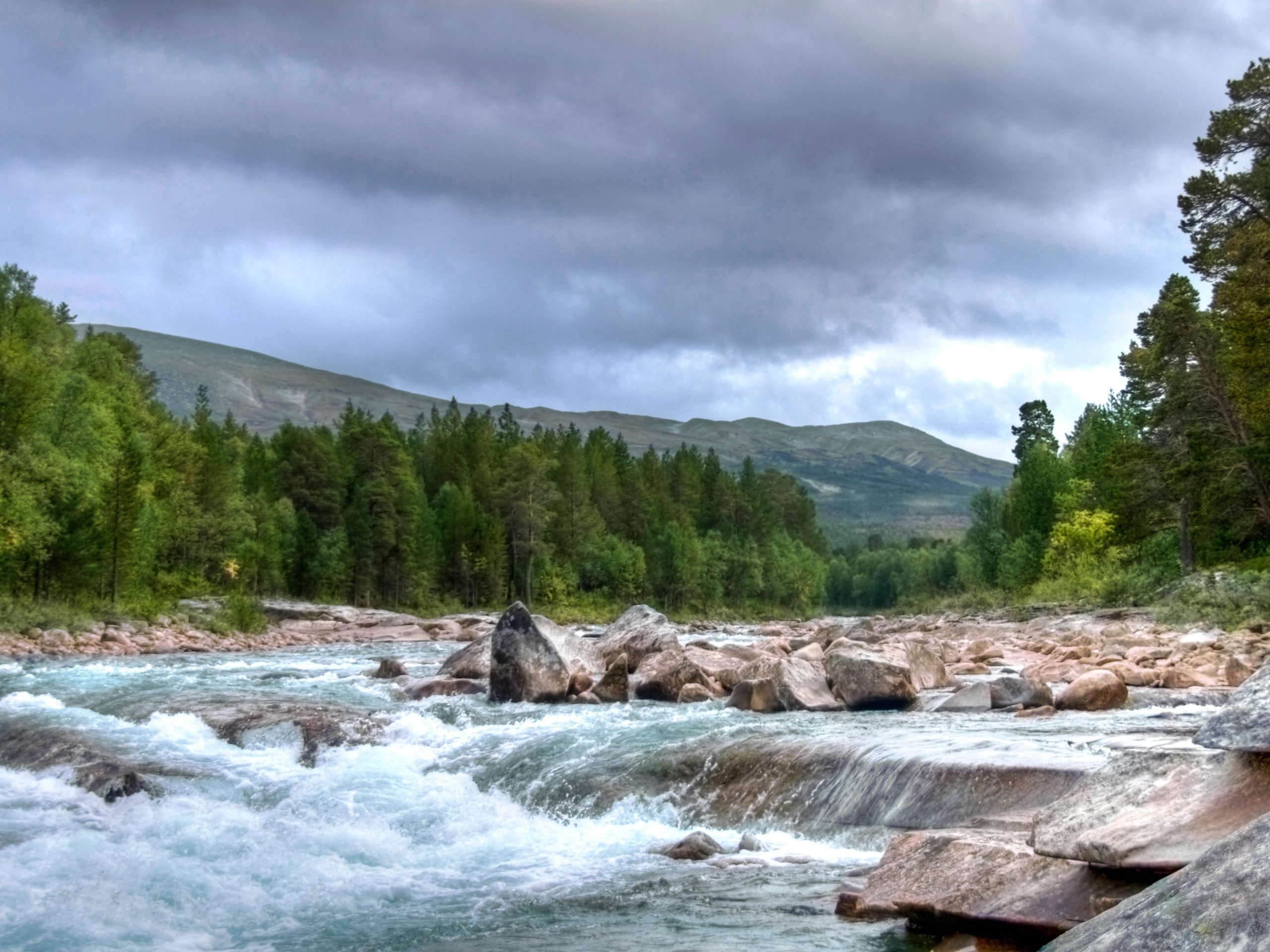 River rapids on Saltelva (Salt River) in Saltdal, Norway.