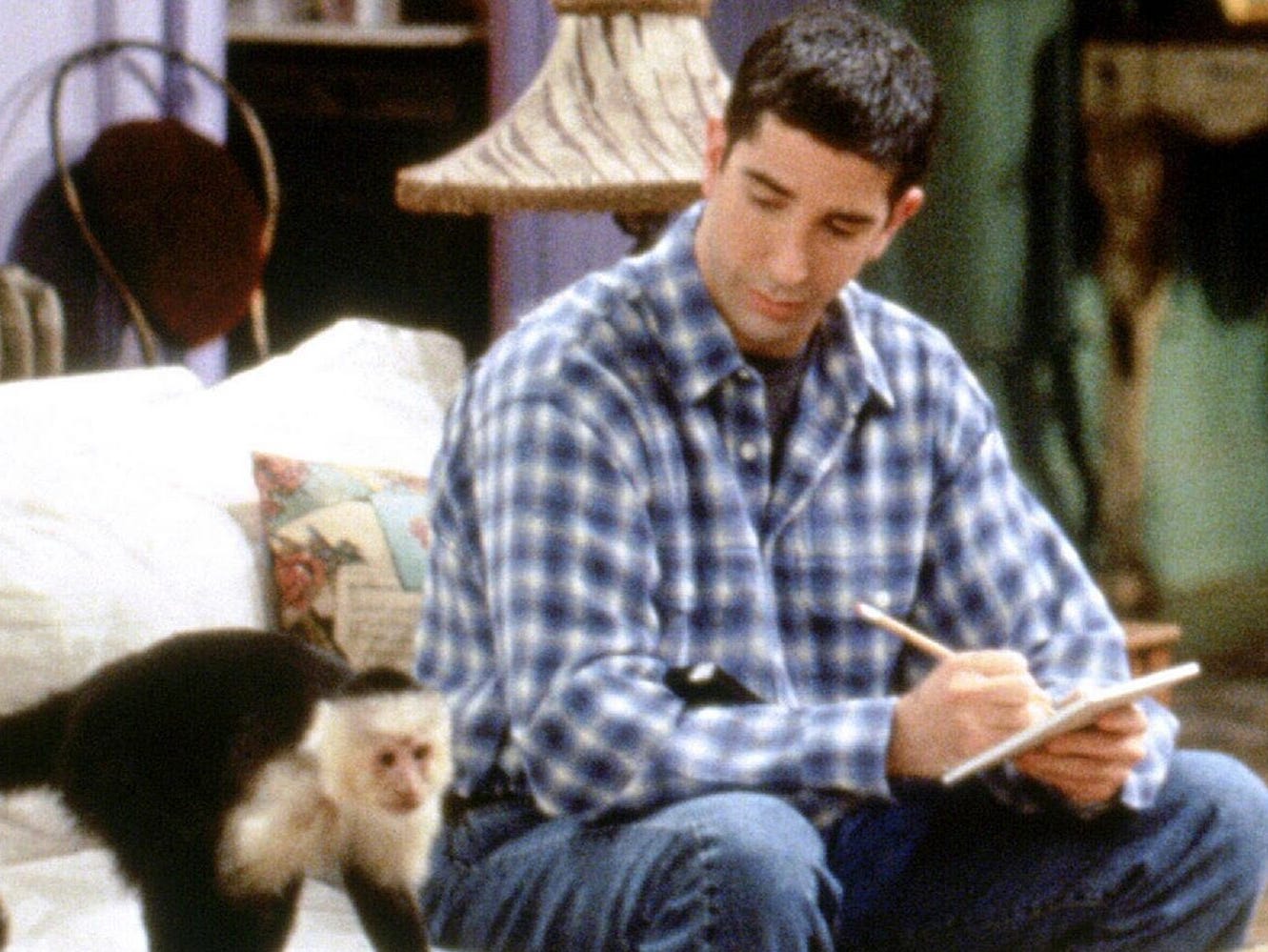 Marcel the monkey and David Schwimmer