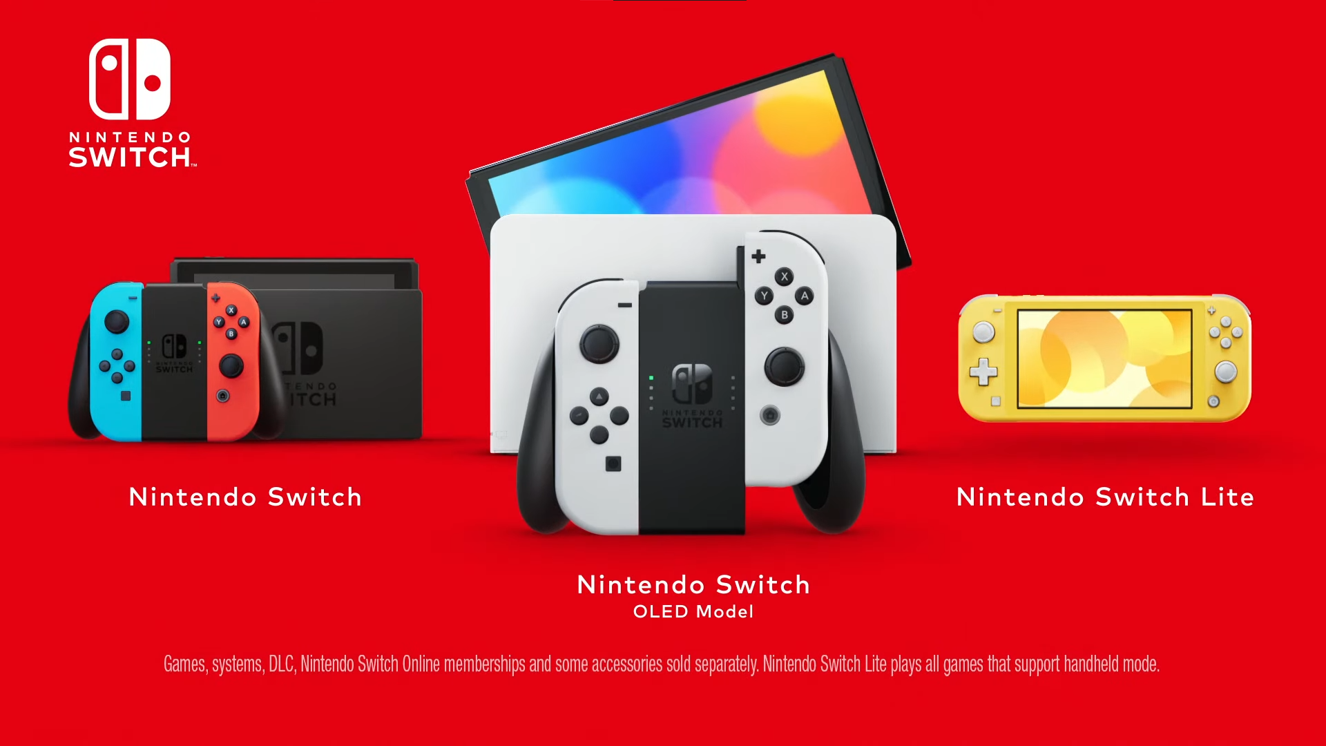 All three Nintendo Switch models, including the new OLED model.