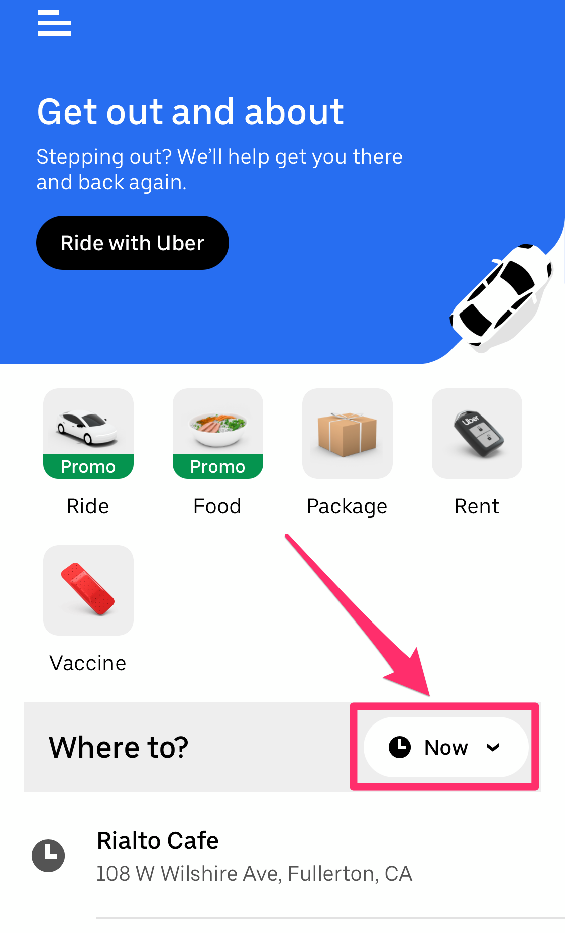 Screenshot of Uber homepage