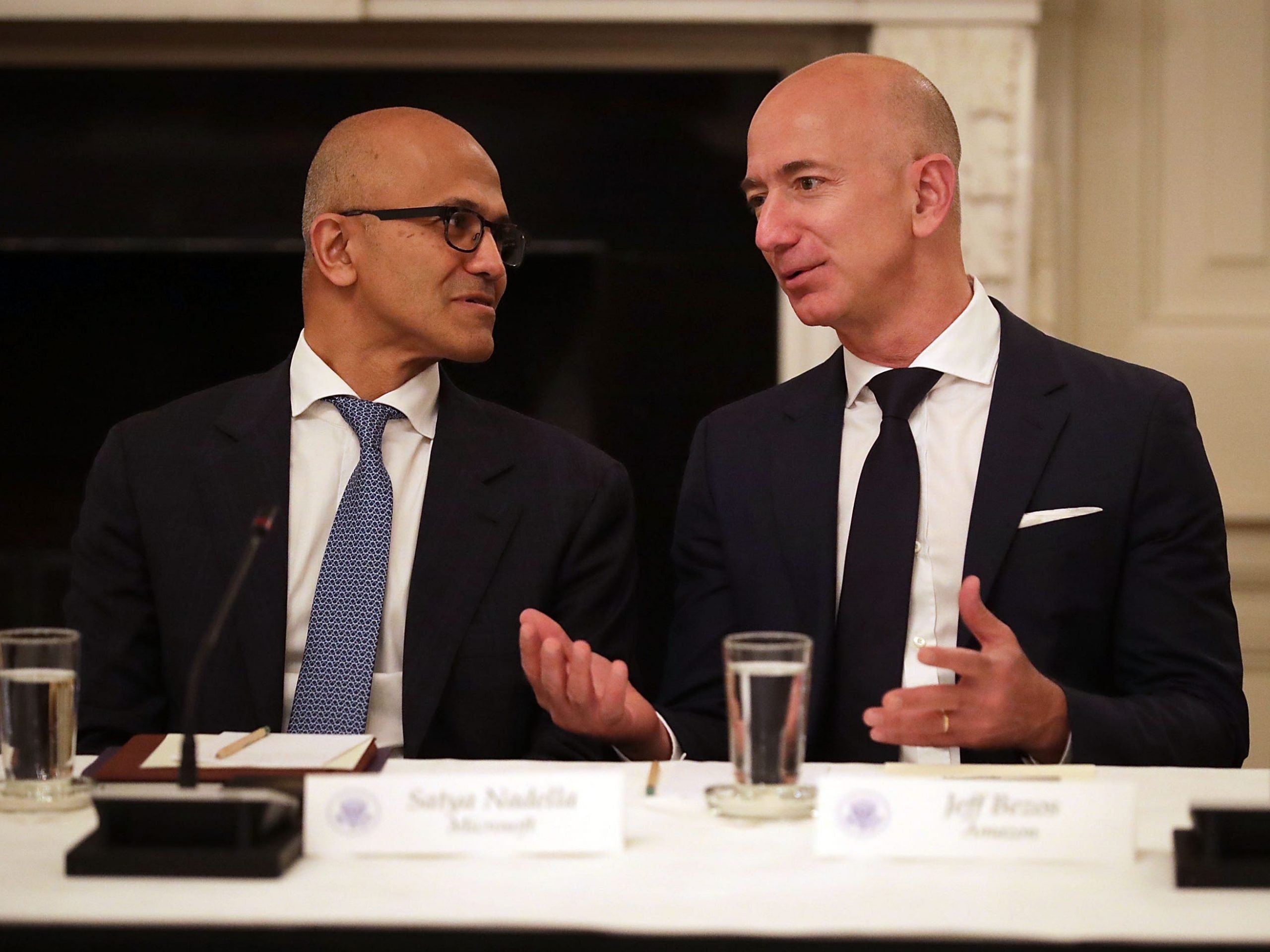 Satya Nadella and Jeff Bezos