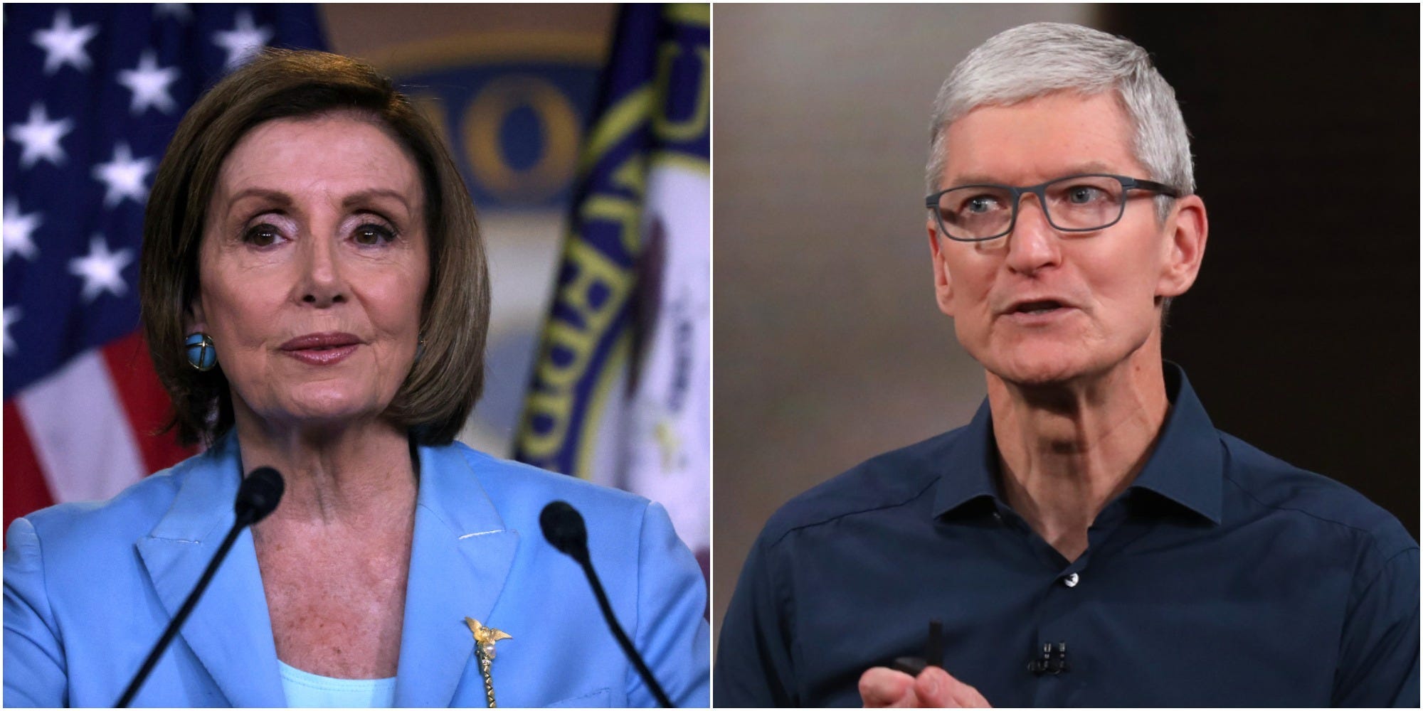 House Speaker Nancy Pelosi and Apple CEO Tim Cook.